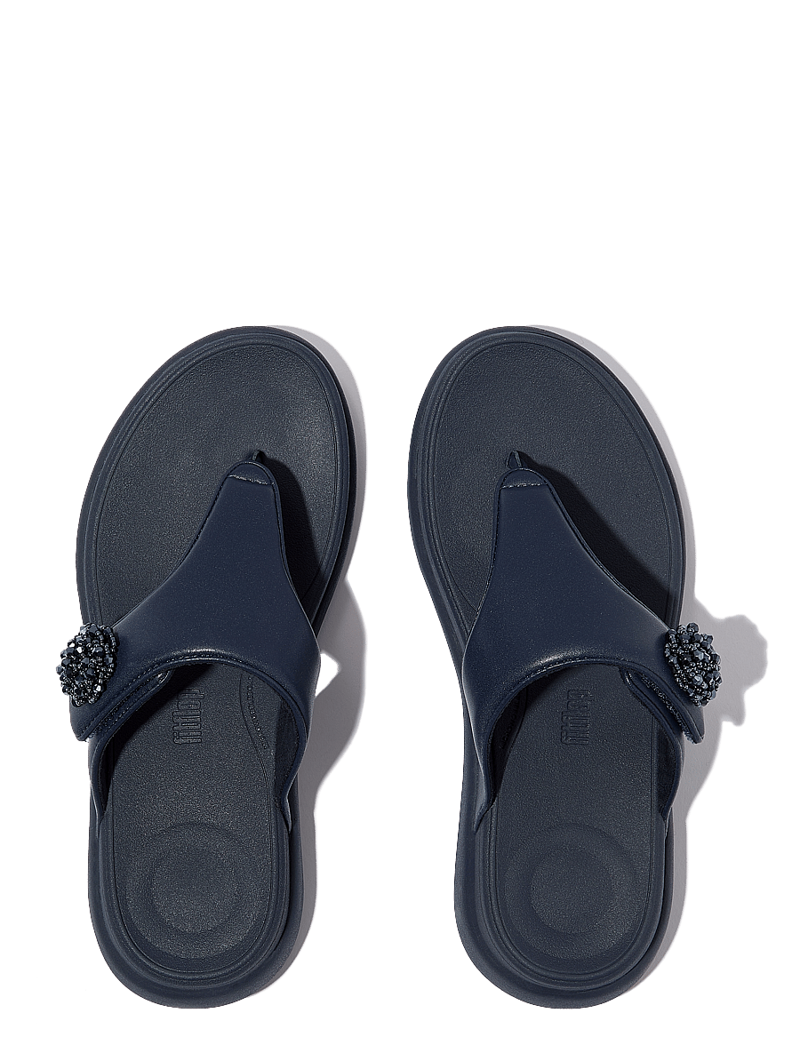 FitFlop - F-MODE GO BEADIE-BUTTON ADJ. FLATFORM T/P SANDALS - midnight navy - 2