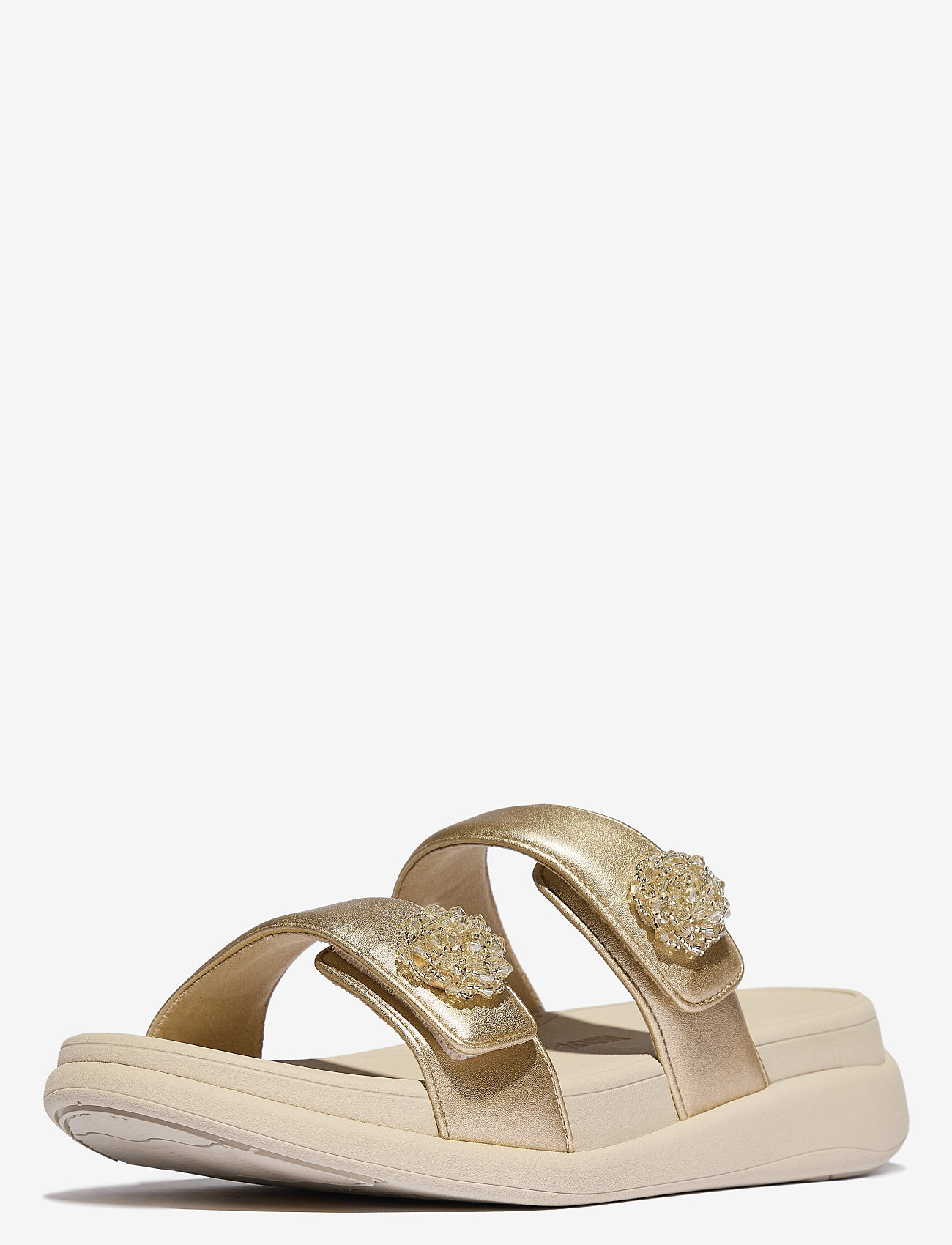FitFlop - F-MODE GO BEADIE-BUTTON ADJ. FLATFORM 2-BAR SLIDES - platvorm sandaalid - platino - 3