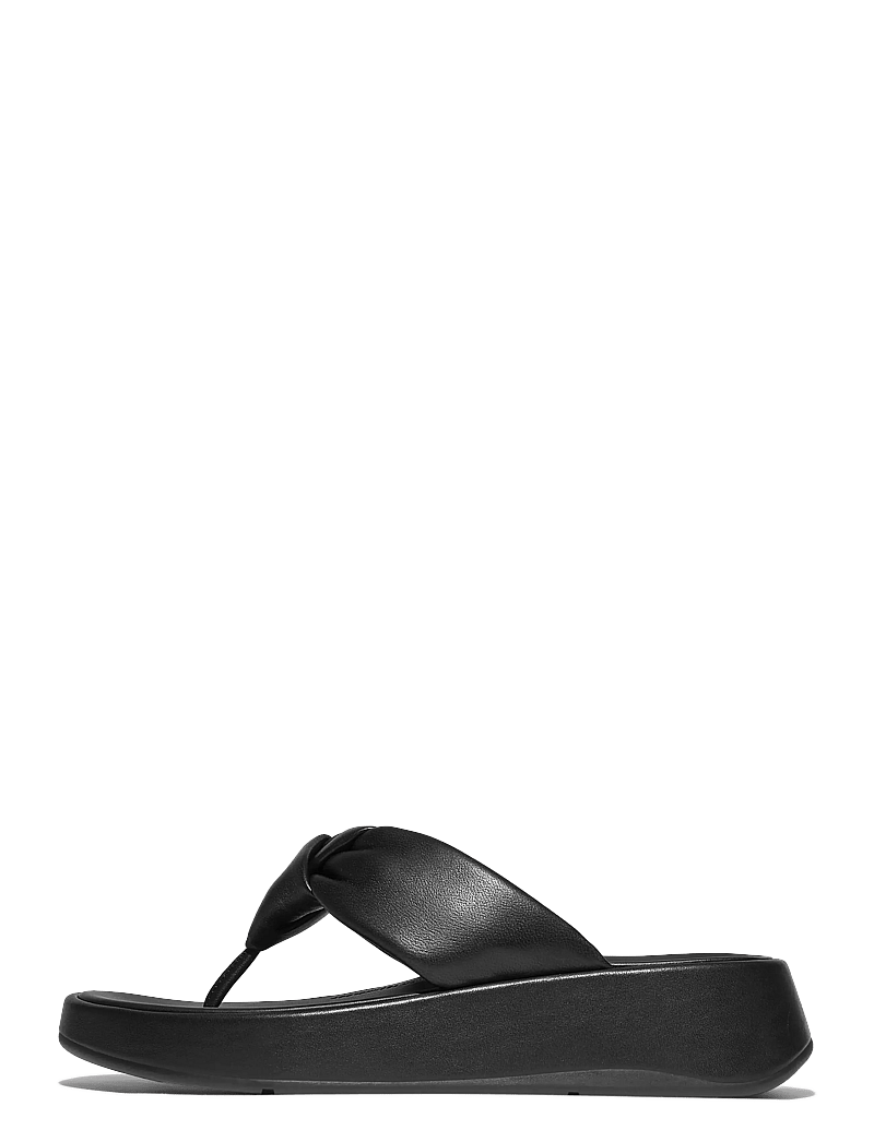 FitFlop - F-MODE KNOT SOFT-LEATHER FLATFORM TOE-POST SANDALS - platform sandals - all black - 1