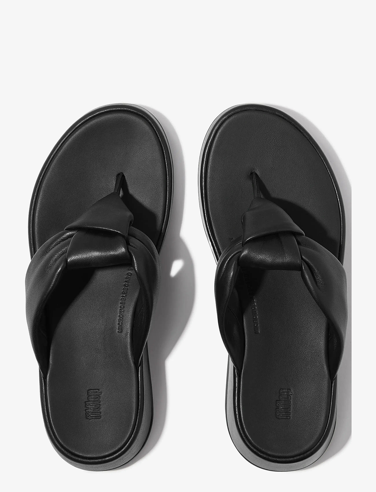 FitFlop - F-MODE KNOT SOFT-LEATHER FLATFORM TOE-POST SANDALS - platform sandals - all black - 2