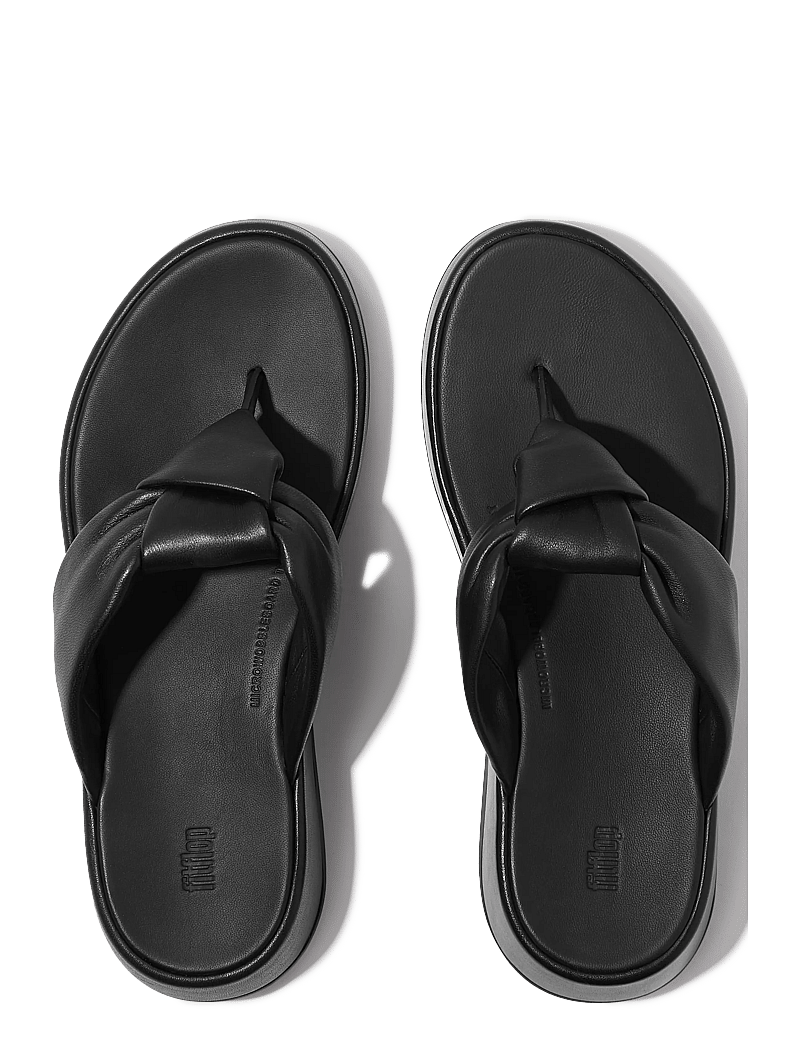 FitFlop - F-MODE KNOT SOFT-LEATHER FLATFORM TOE-POST SANDALS - platform sandals - all black - 2