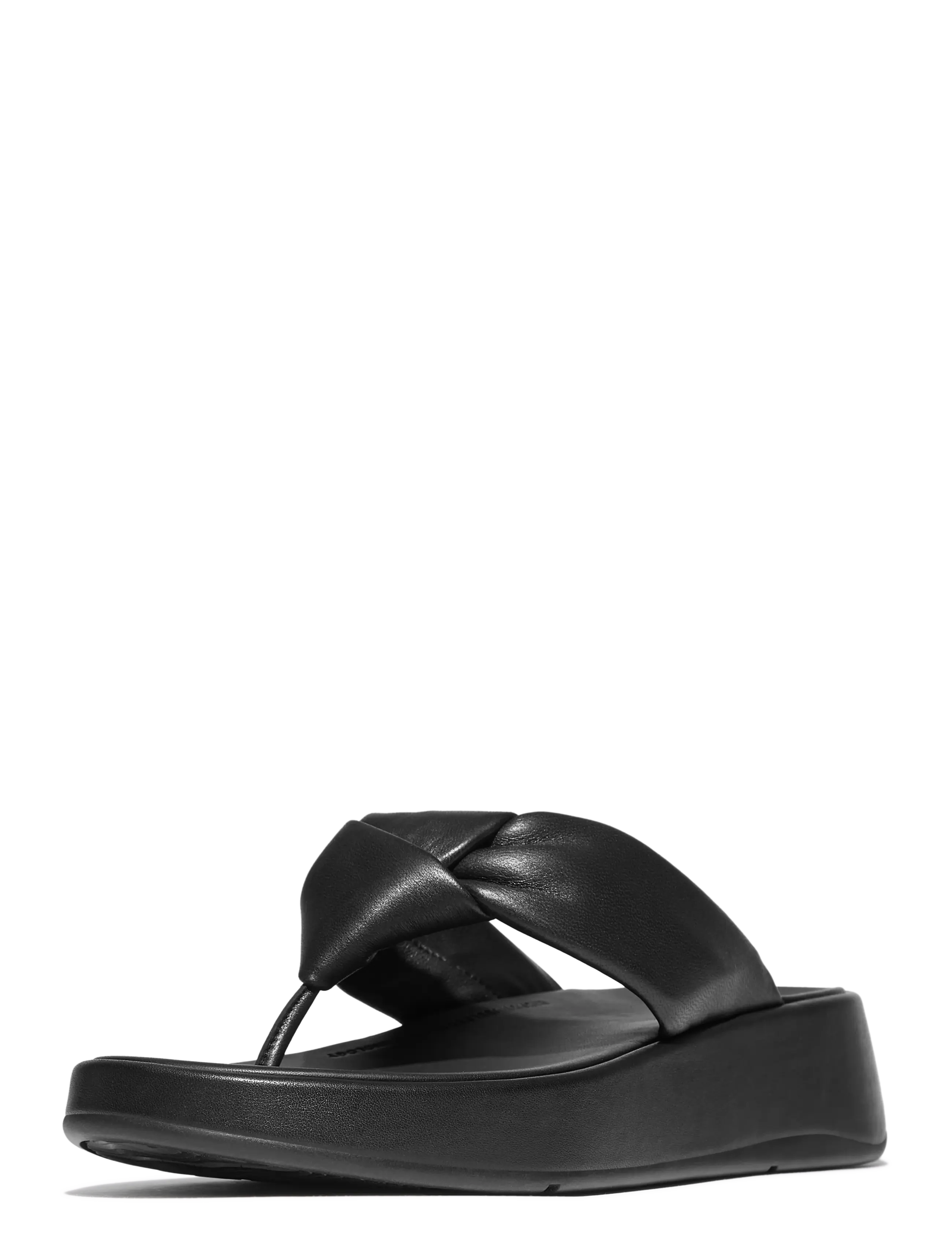 FitFlop - F-MODE KNOT SOFT-LEATHER FLATFORM TOE-POST SANDALS - sandales à plateforme - all black - 3