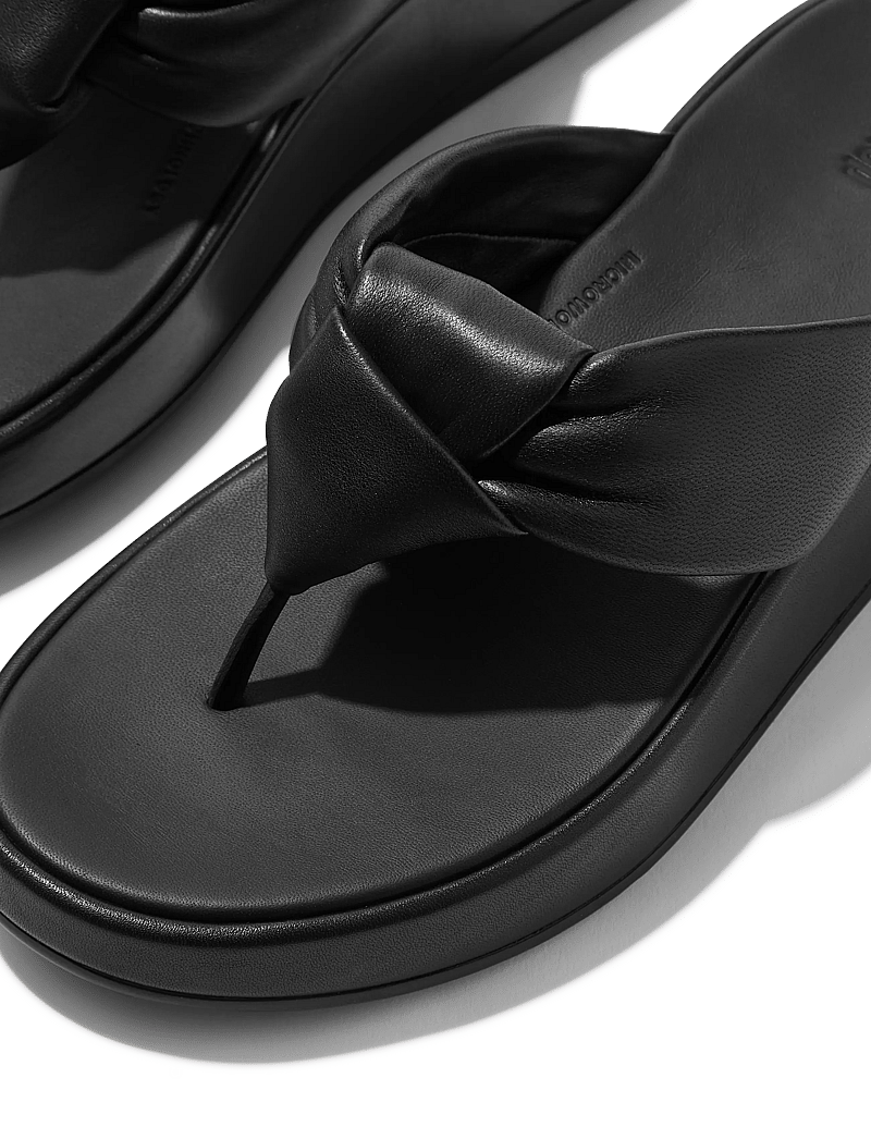 FitFlop - F-MODE KNOT SOFT-LEATHER FLATFORM TOE-POST SANDALS - platform sandals - all black - 4