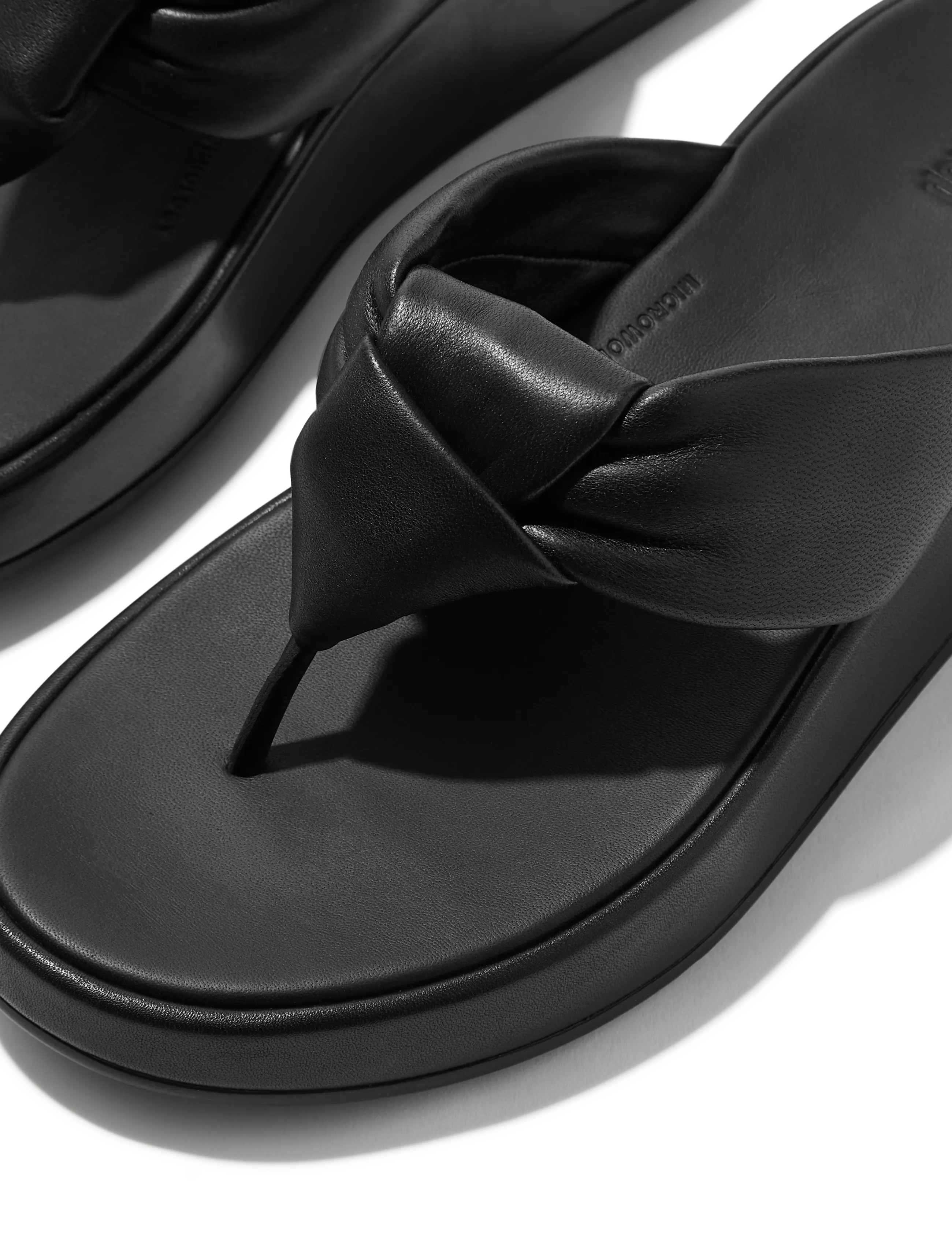 FitFlop - F-MODE KNOT SOFT-LEATHER FLATFORM TOE-POST SANDALS - sandales à plateforme - all black - 4