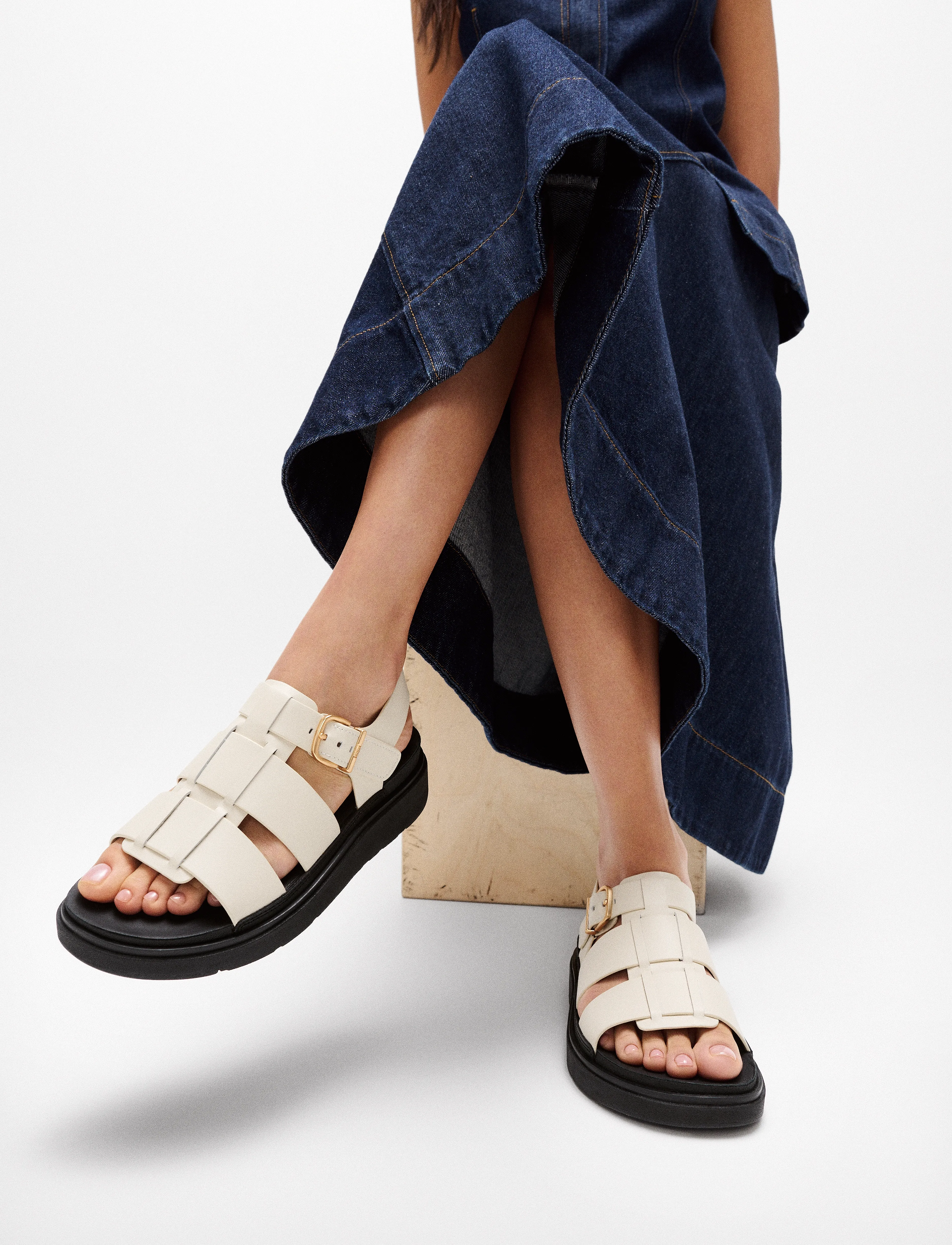 FitFlop Gen-Ff Leather Fisherman Sandals, 37, Cream, Sandaler > Flade Sandals, Dame