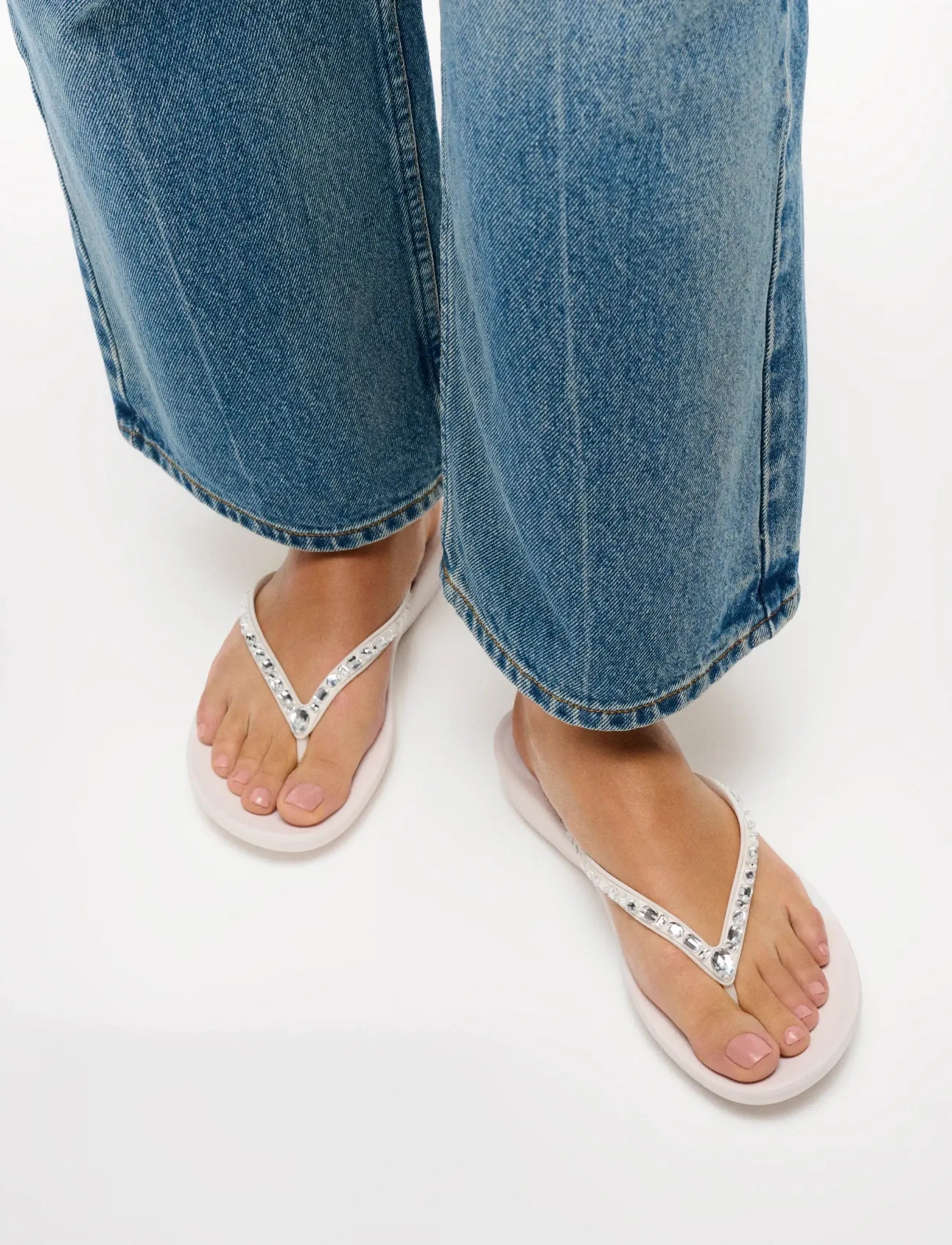 FitFlop Iqushion Ergonomic Multi-Crystal Flip-Flops, Kvinder, Krystal Flip-Flops, Hvid, Str: 41