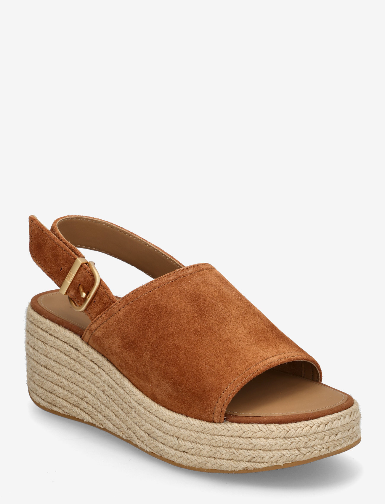 FitFlop - PLATFFORMS  ESPADRILLE SUEDE WEDGE B/STRAP SANDALS - deep tan - 1