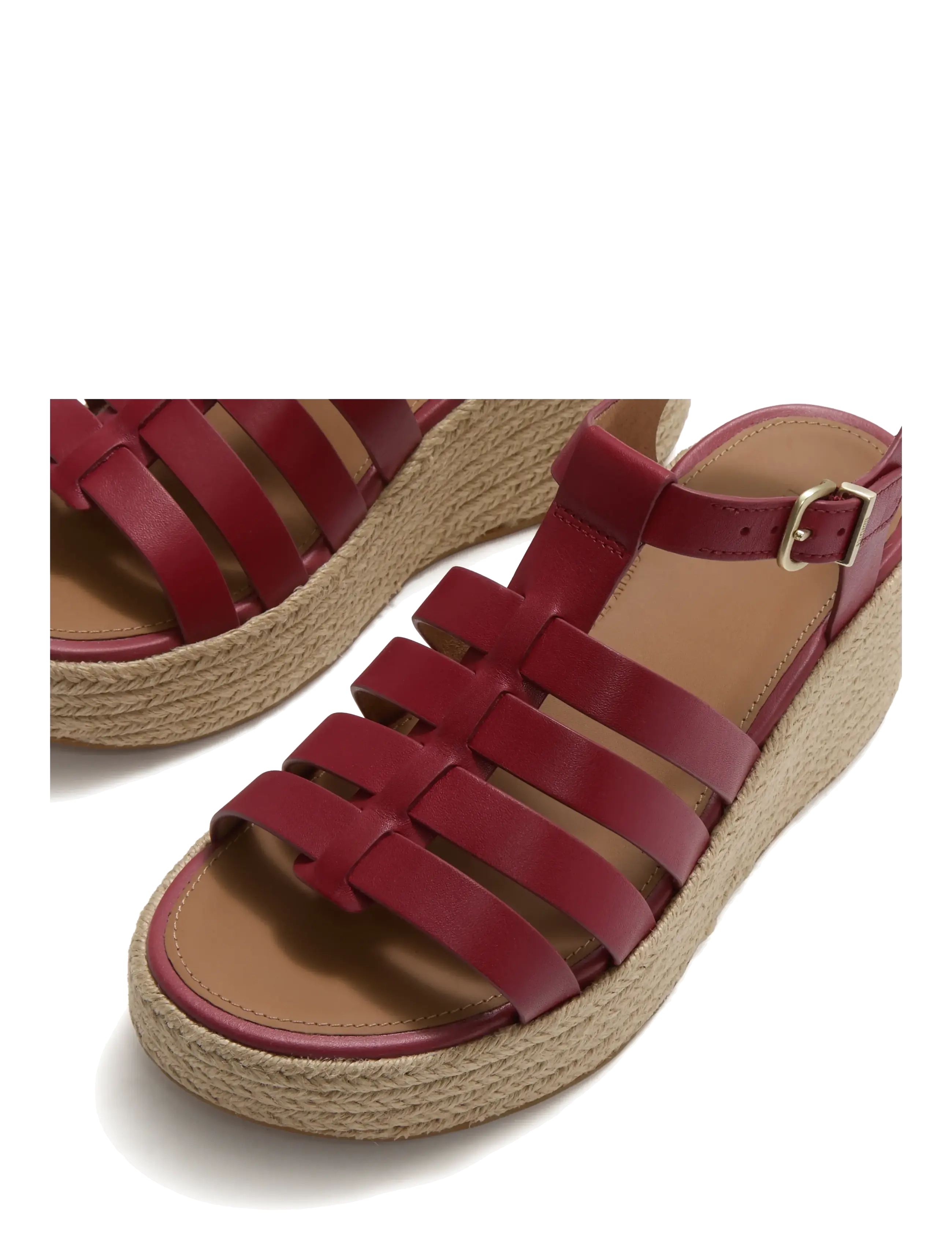 FitFlop - PLATFFORMS ESPADR. LEATHER FISHERMAN WEDGE SANDALS - platformsandaler - burnt berry - 3