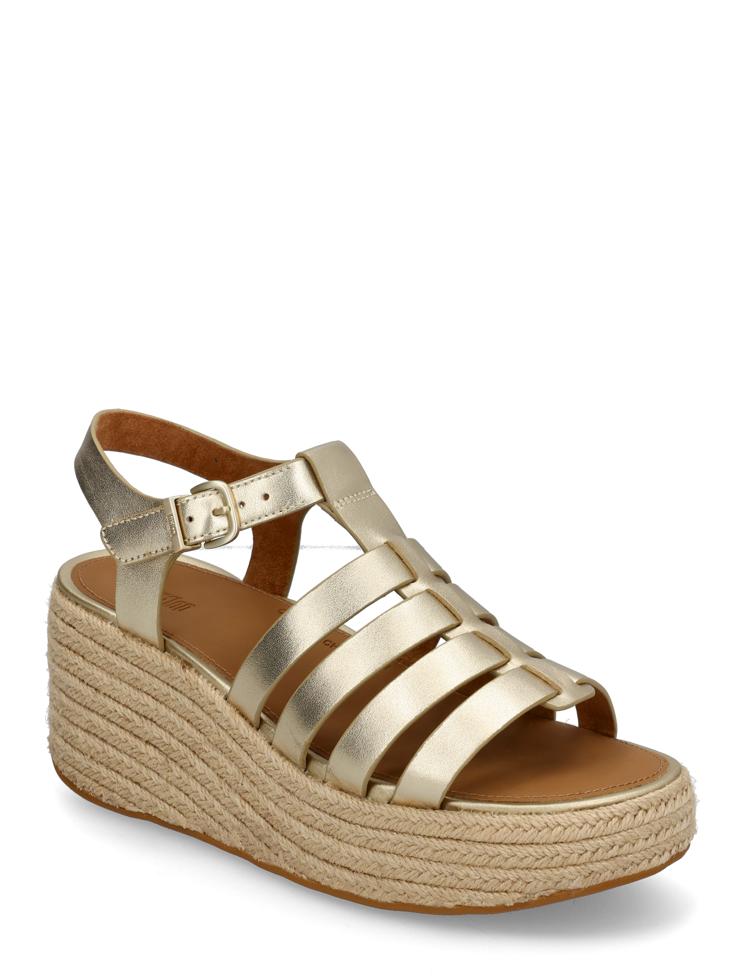 FitFlop PLATFFORMS ESPADR. LEATHER FISHERMAN WEDGE SANDALS - Fit Flop - PLATINO / gold