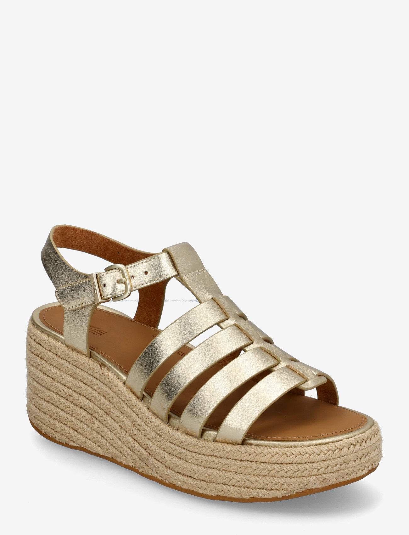 FitFlop - PLATFFORMS ESPADR. LEATHER FISHERMAN WEDGE SANDALS - heeled espadrilles - platino - 1