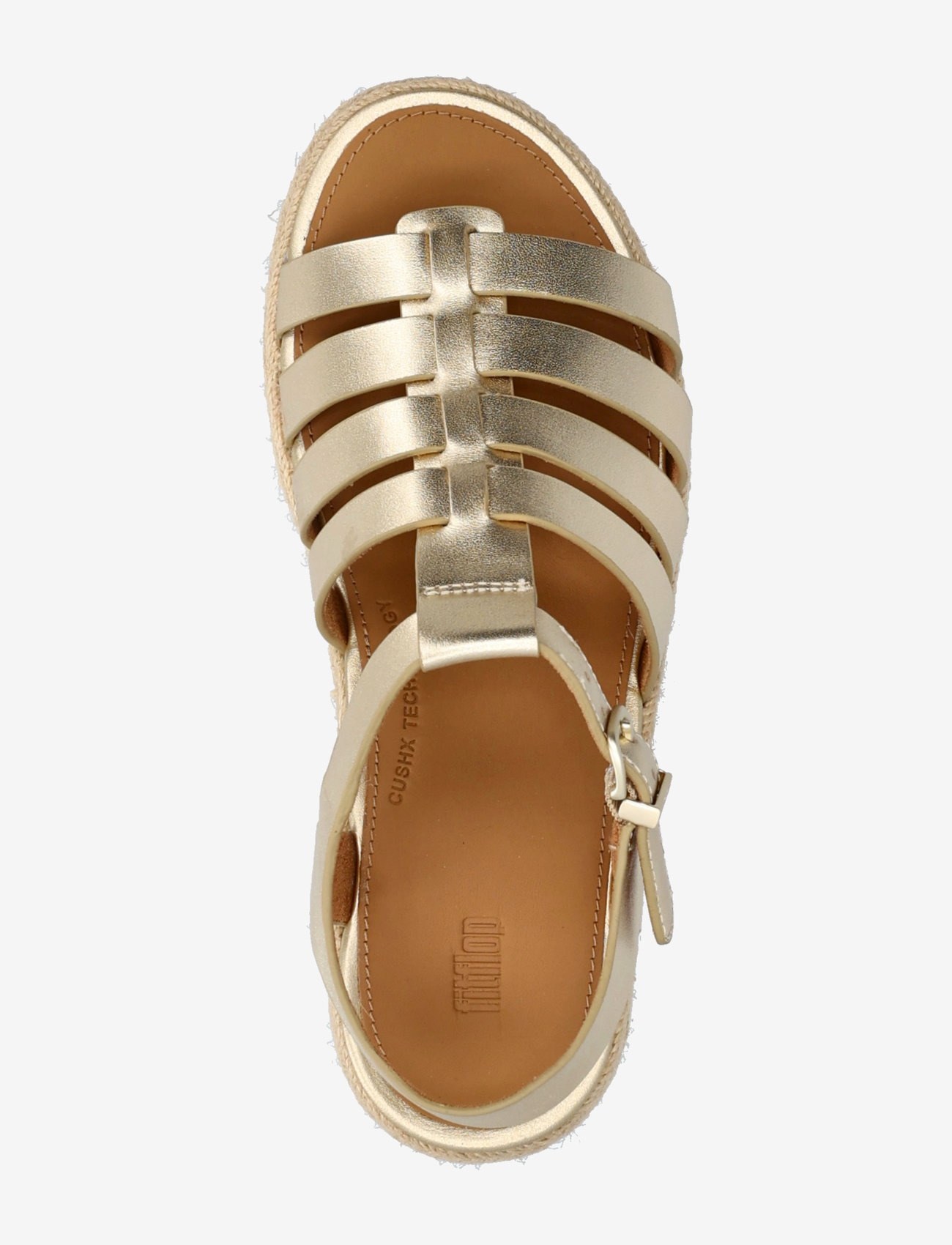 FitFlop - PLATFFORMS ESPADR. LEATHER FISHERMAN WEDGE SANDALS - heeled espadrilles - platino - 4