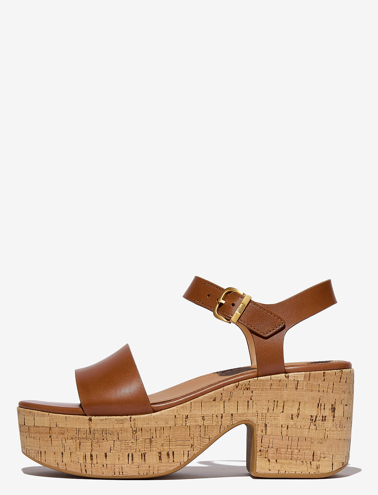 FitFlop - PLATFFORMS LEATHER/CORK HEELED ANKLE-STRAP SANDALS - platåsandaler - deep tan - 1
