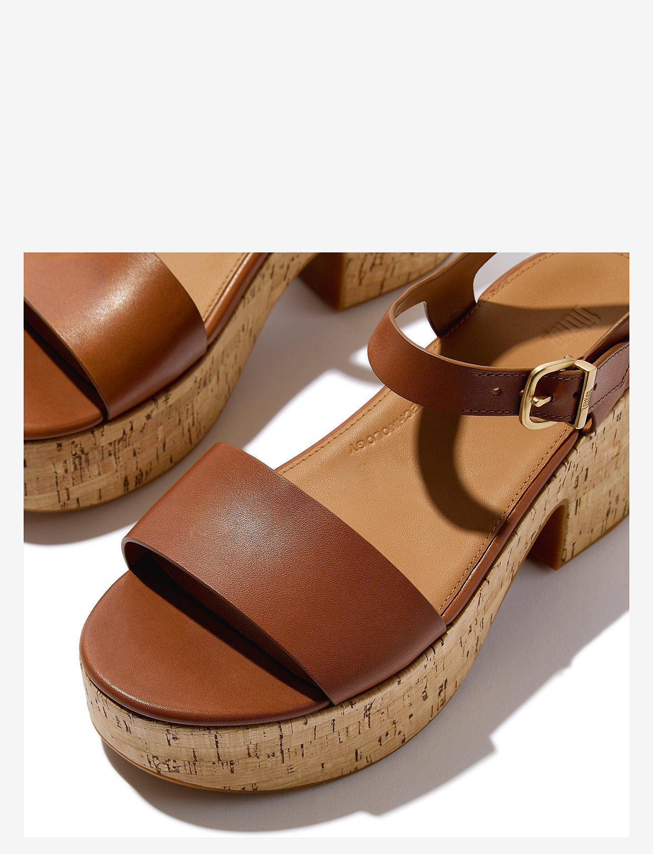 FitFlop - PLATFFORMS LEATHER/CORK HEELED ANKLE-STRAP SANDALS - platåsandaler - deep tan - 2