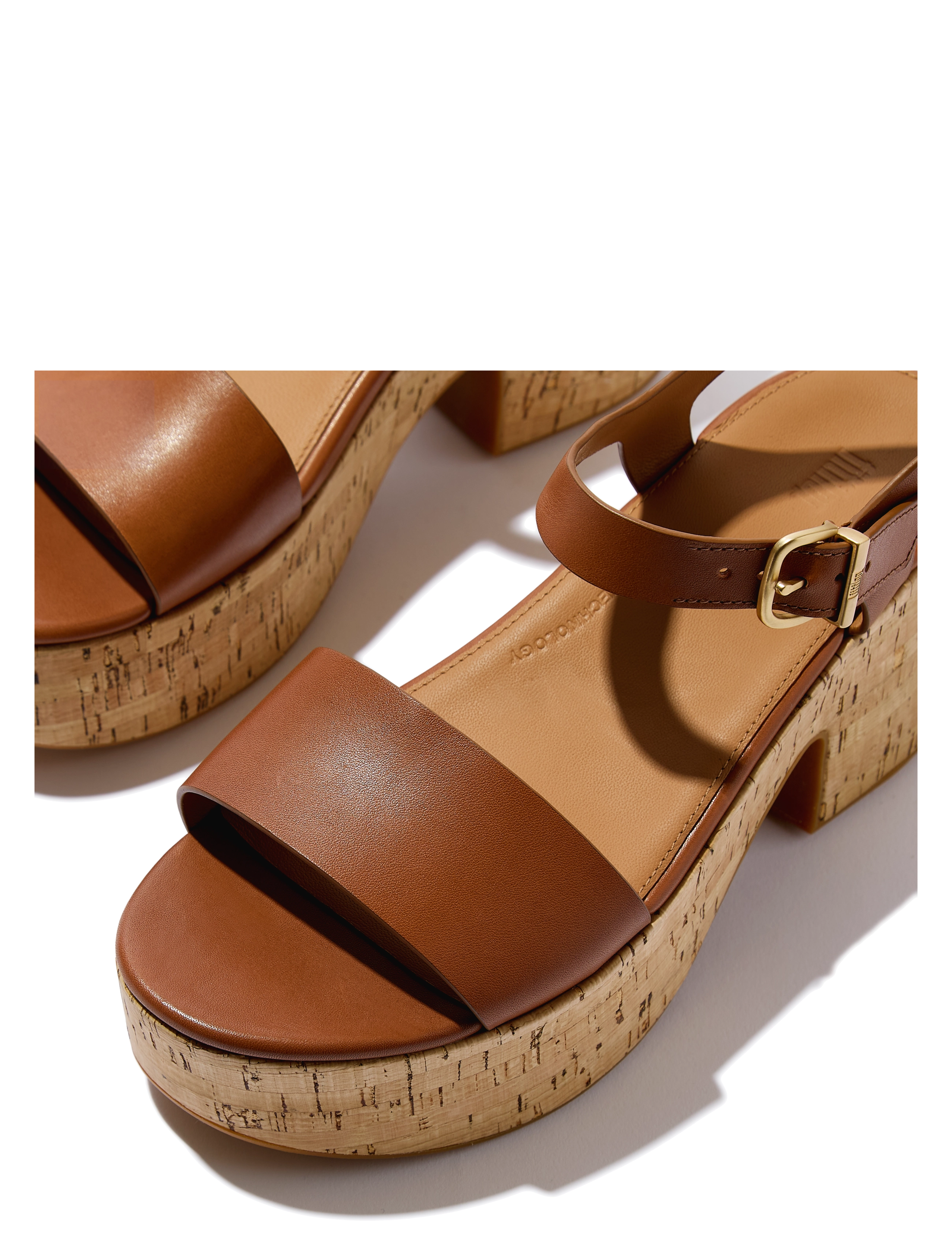 FitFlop - PLATFFORMS LEATHER/CORK HEELED ANKLE-STRAP SANDALS - deep tan - 2
