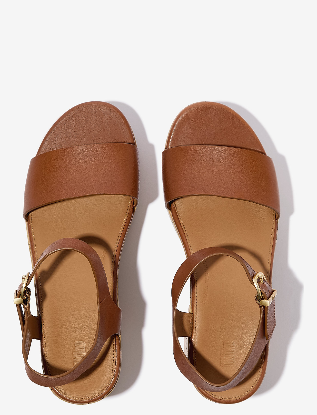 FitFlop - PLATFFORMS LEATHER/CORK HEELED ANKLE-STRAP SANDALS - platåsandaler - deep tan - 3
