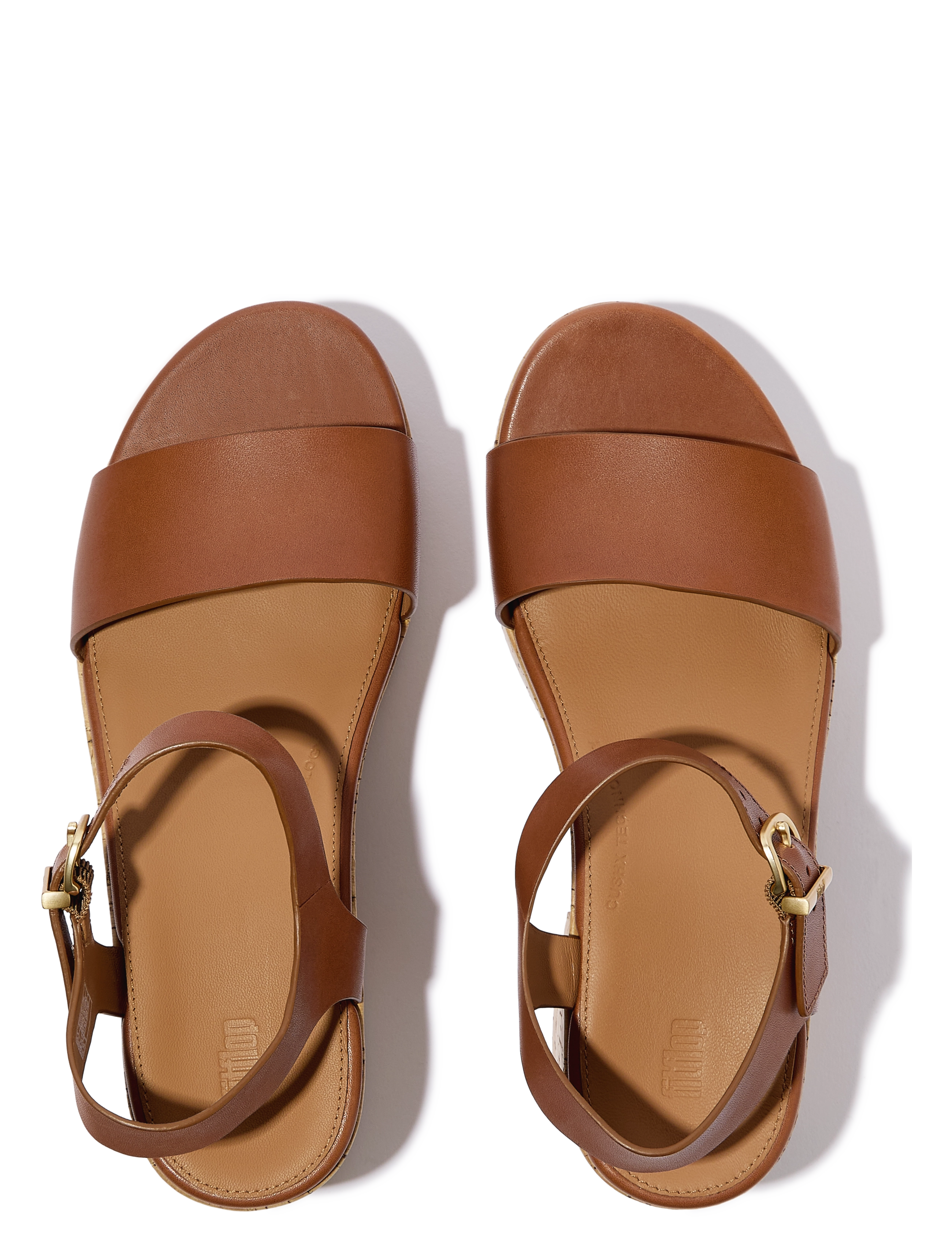 FitFlop - PLATFFORMS LEATHER/CORK HEELED ANKLE-STRAP SANDALS - deep tan - 3