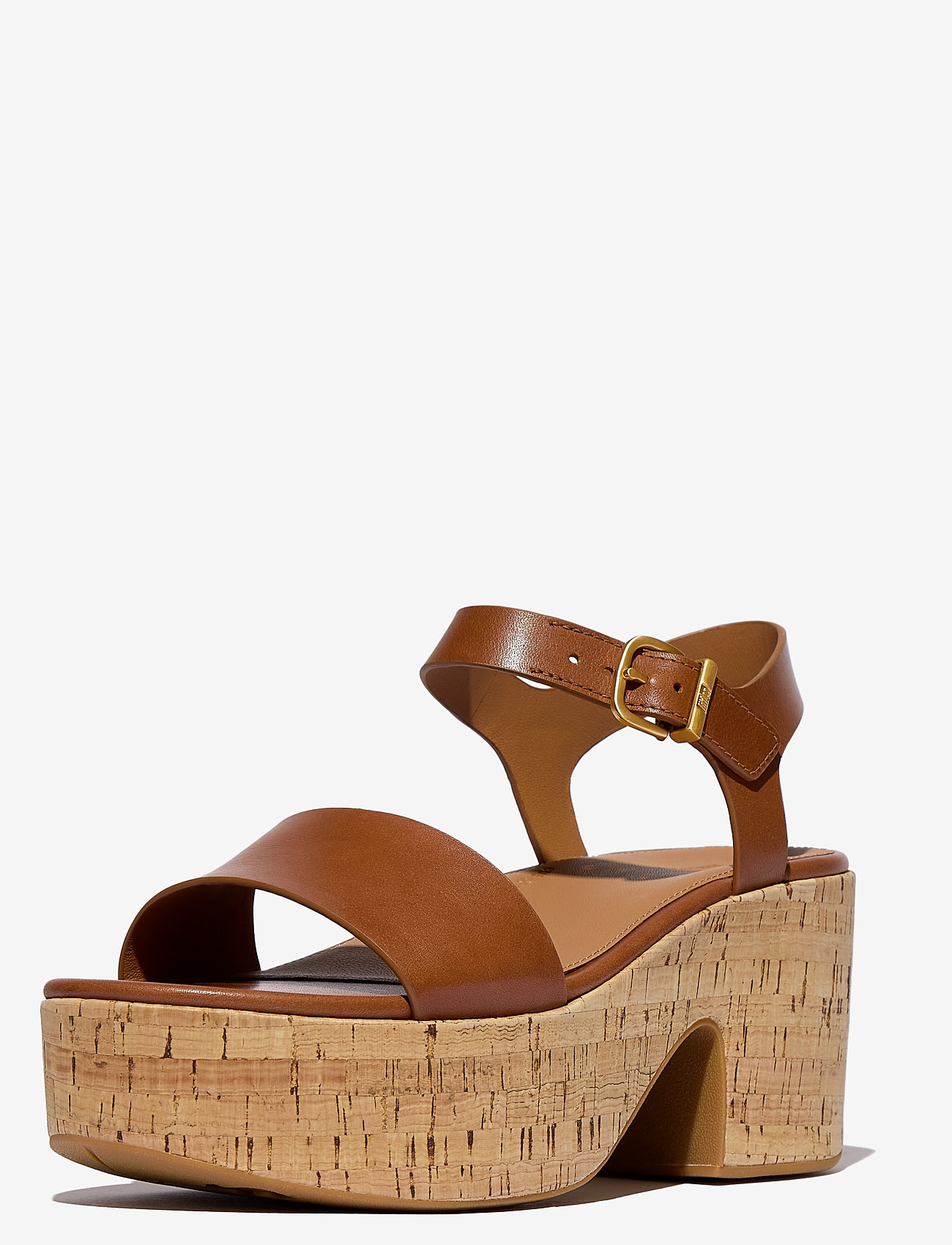 FitFlop - PLATFFORMS LEATHER/CORK HEELED ANKLE-STRAP SANDALS - platåsandaler - deep tan - 4