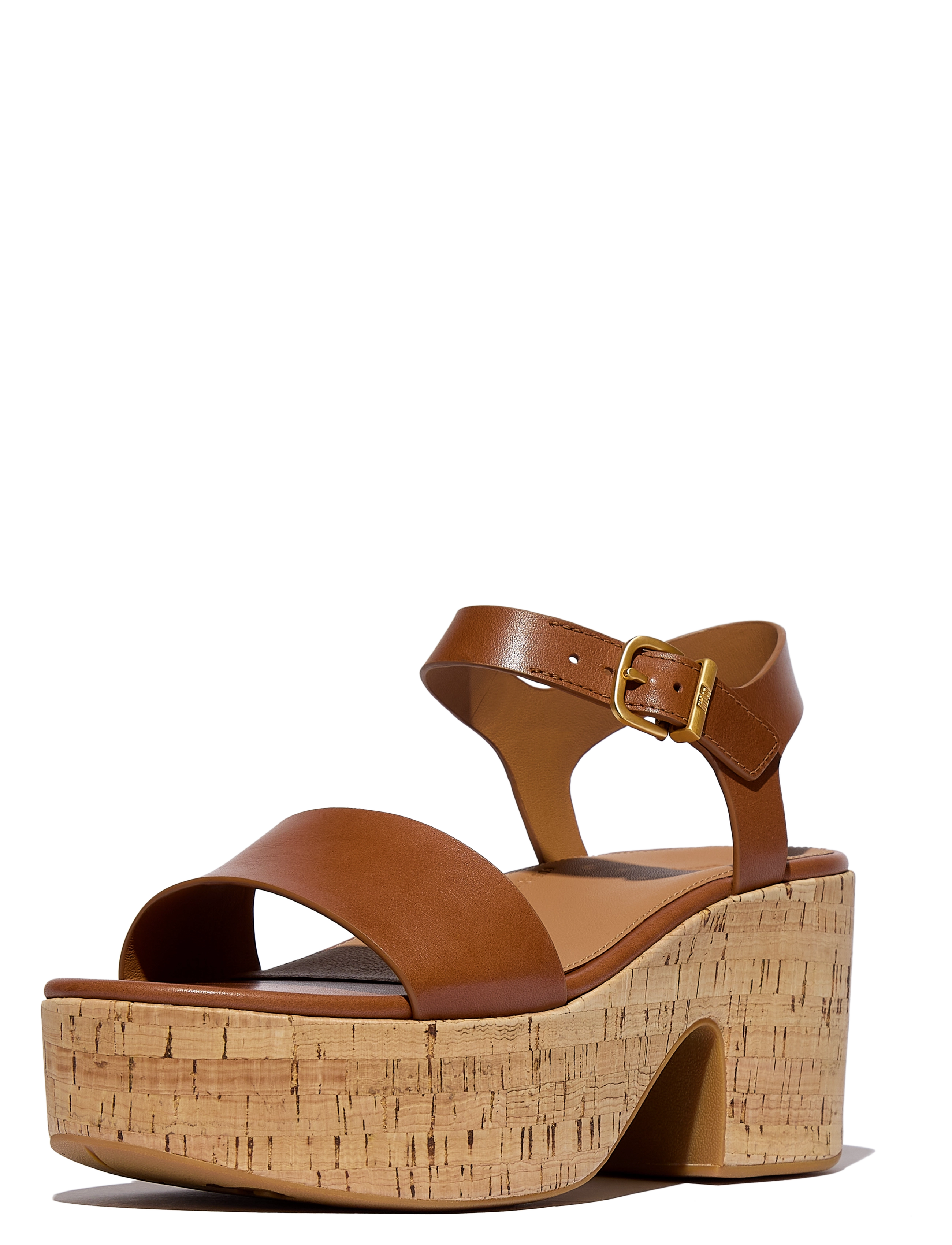 FitFlop - PLATFFORMS LEATHER/CORK HEELED ANKLE-STRAP SANDALS - deep tan - 4