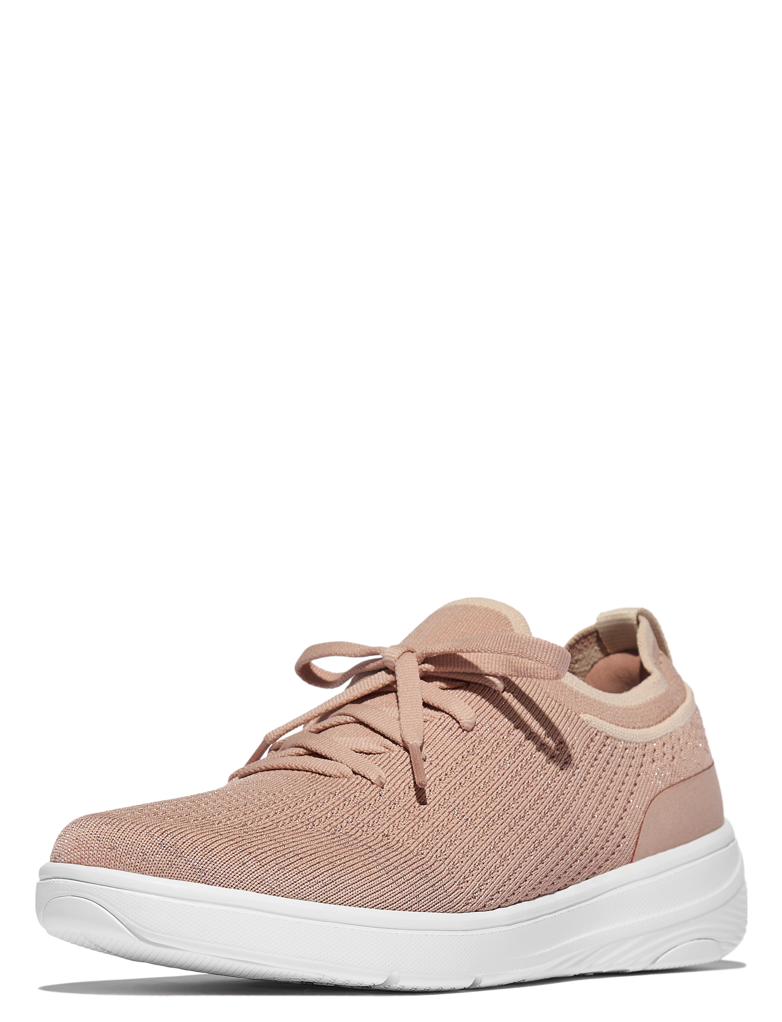 SUPER-Q KNIT SLIP-ON LACED SNEAKERS - BEIGE BUFF/ROSE GOLD