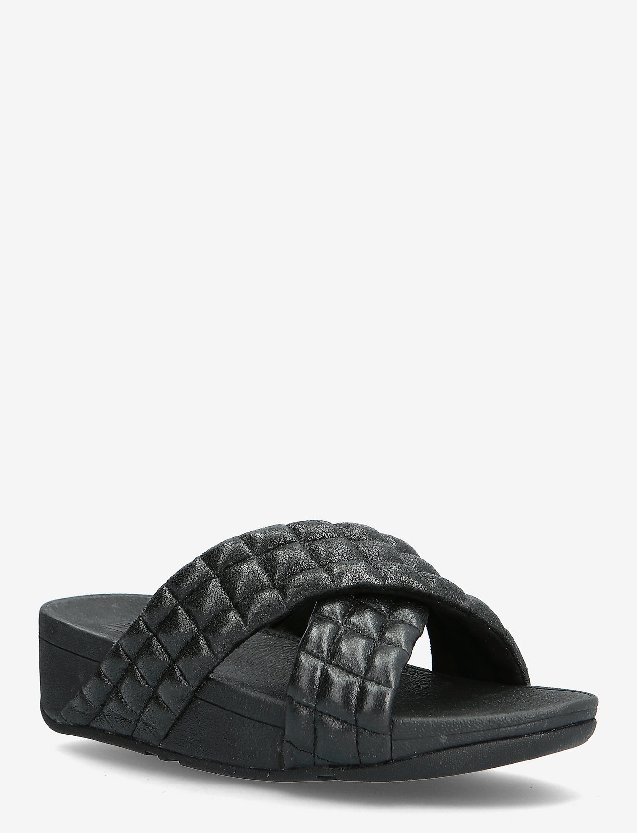 FitFlop - LULU PADDED SHIMMY SUEDE SLIDES - all black - 0