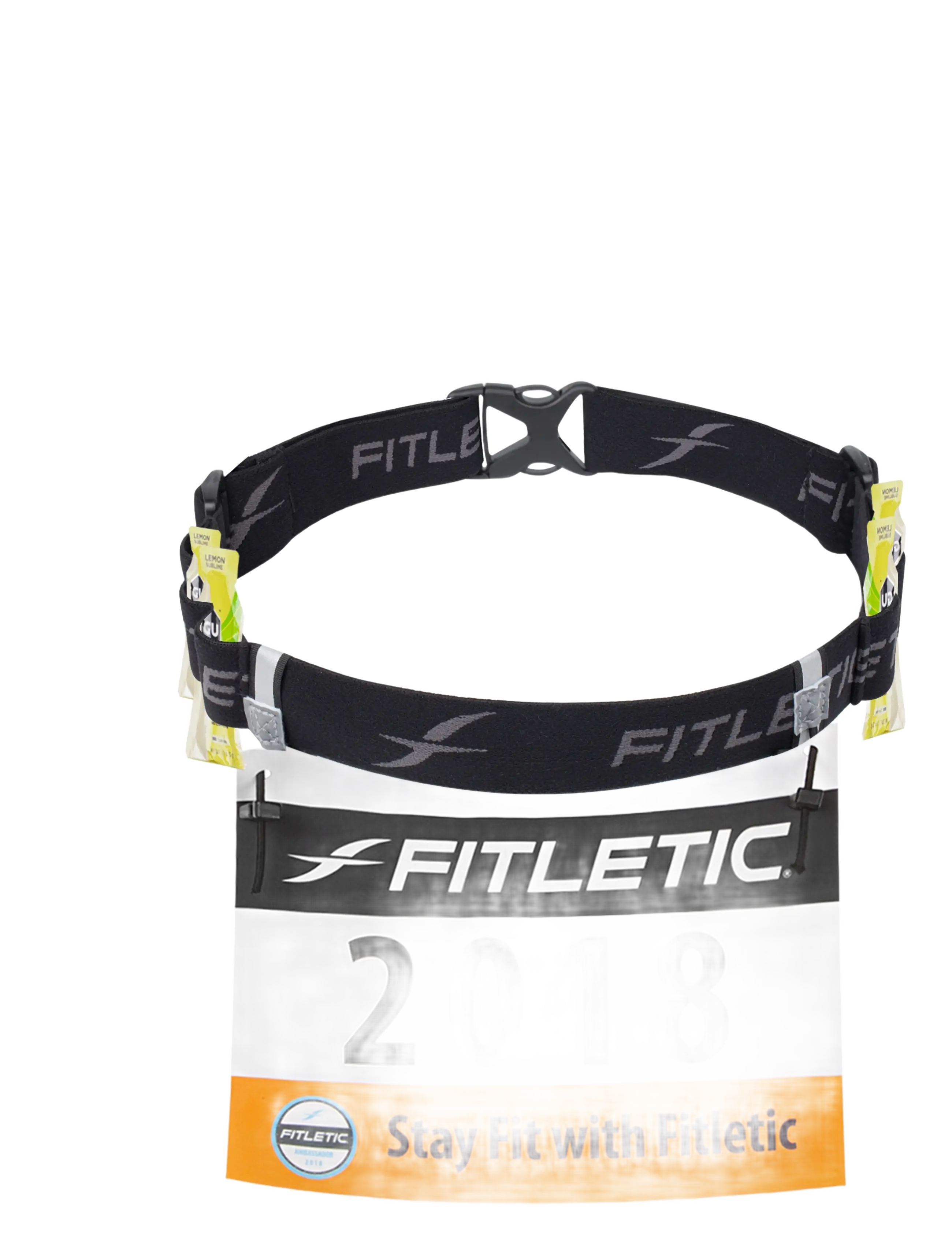 Fitletic - Race Number Belt with Gels - löputrustning - black/grey - 2