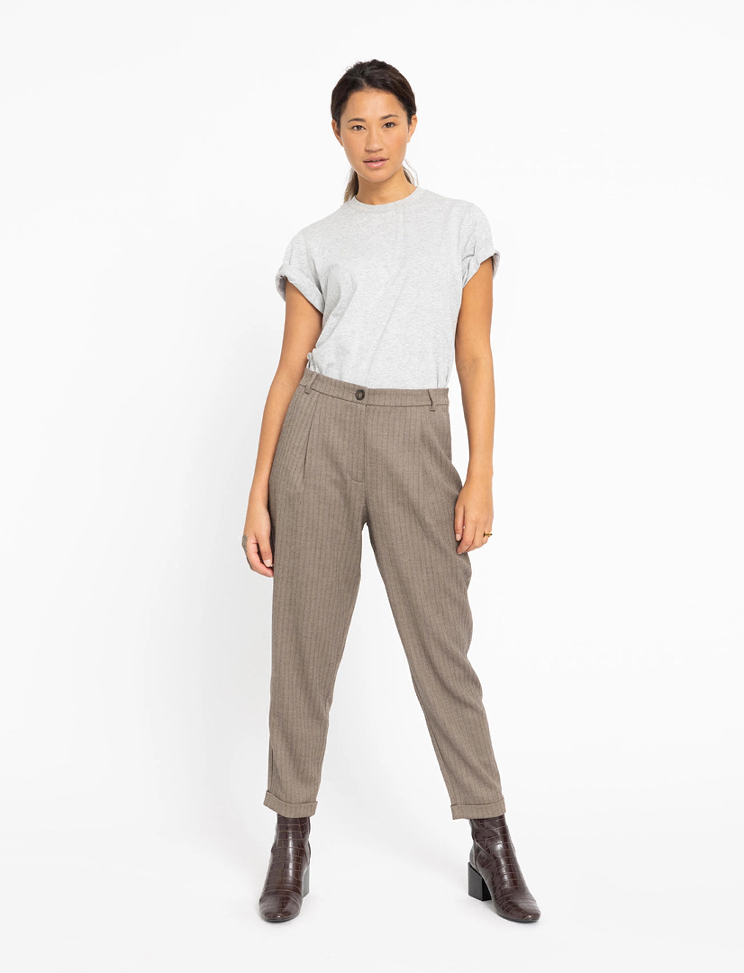 FIVEUNITS - Malou - brown herringbone - 2