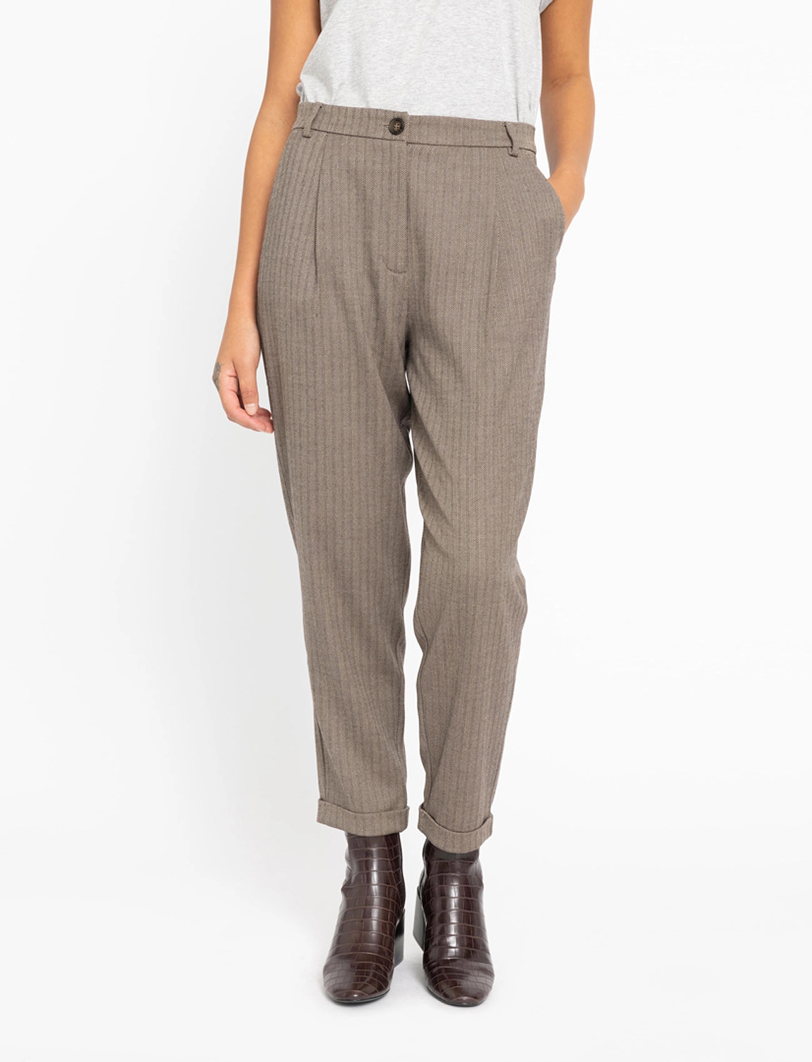 FIVEUNITS - Malou - brown herringbone - 3
