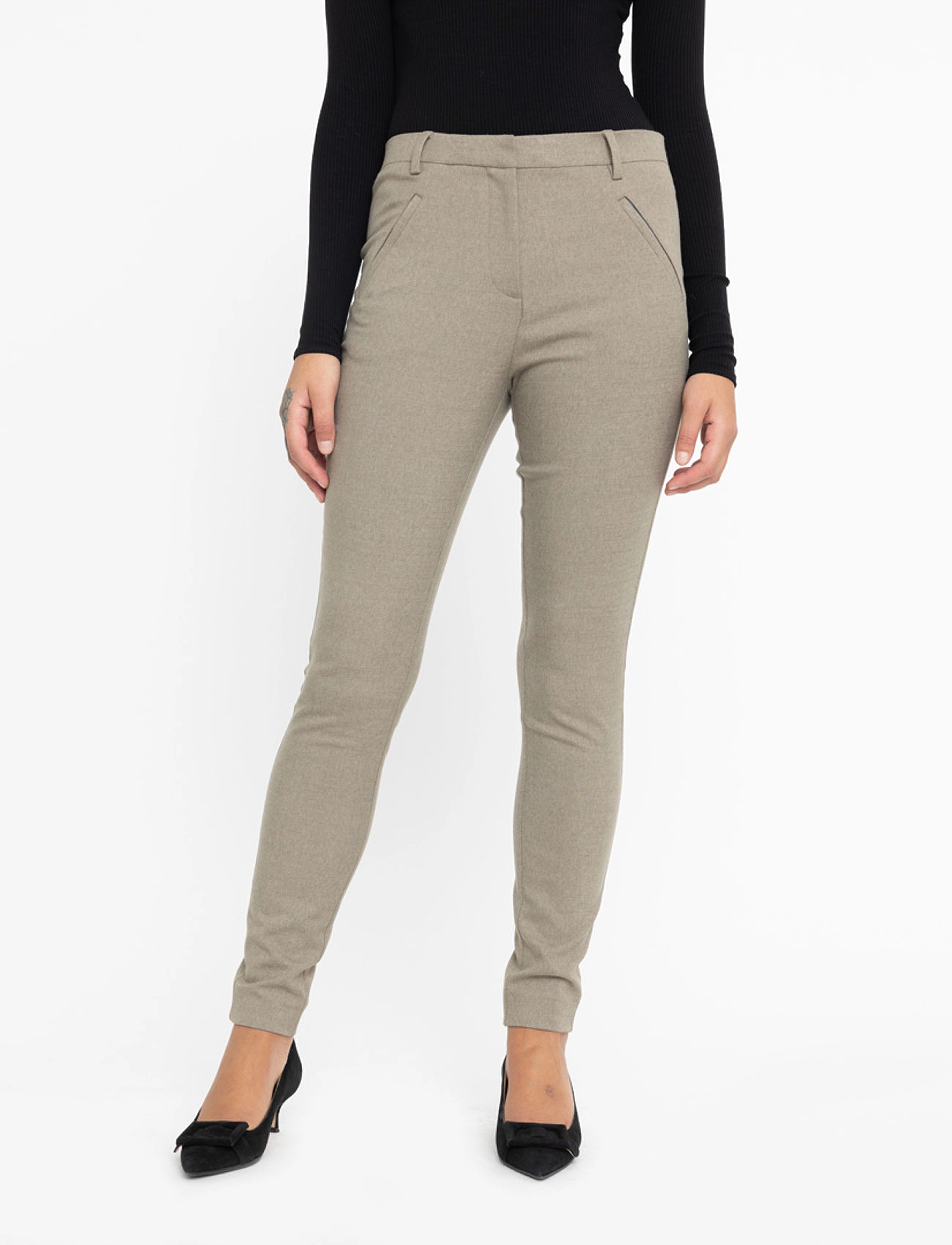 FIVEUNITS - AngelieFV Pure - slim fit-byxor - sage green melange - 3
