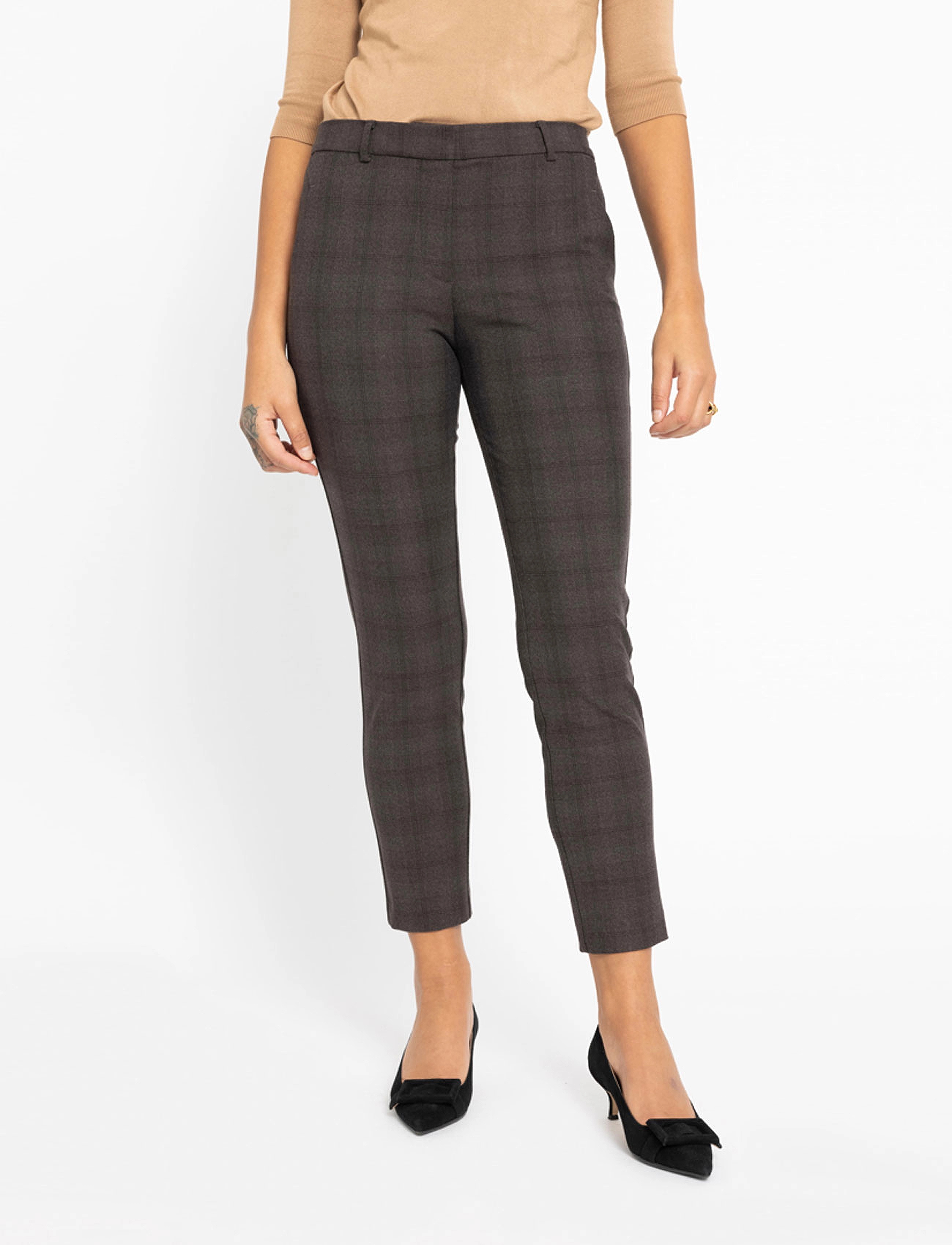 FIVEUNITS - Kylie Crop - party wear at outlet prices - brown check - 3