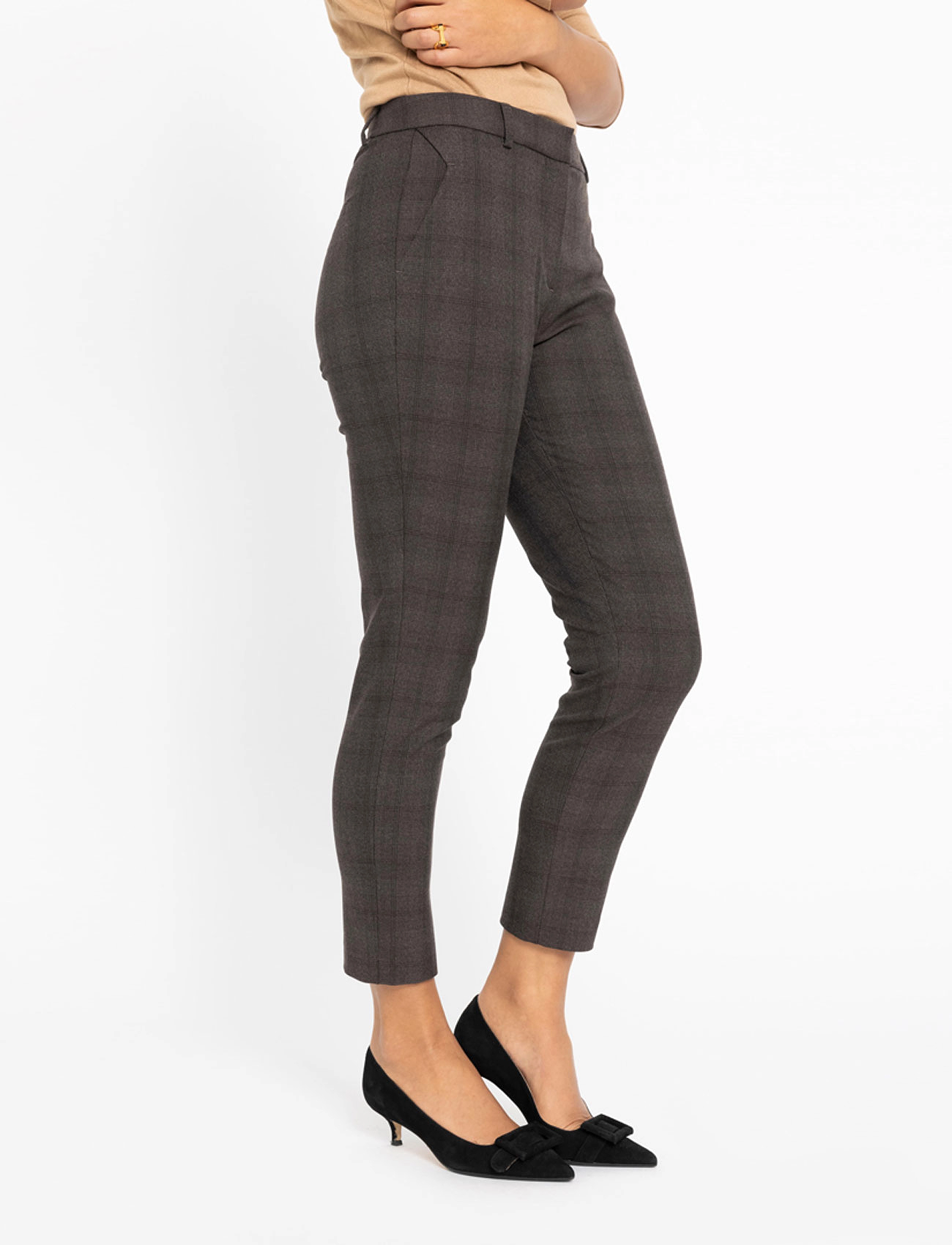 FIVEUNITS - Kylie Crop - party wear at outlet prices - brown check - 5