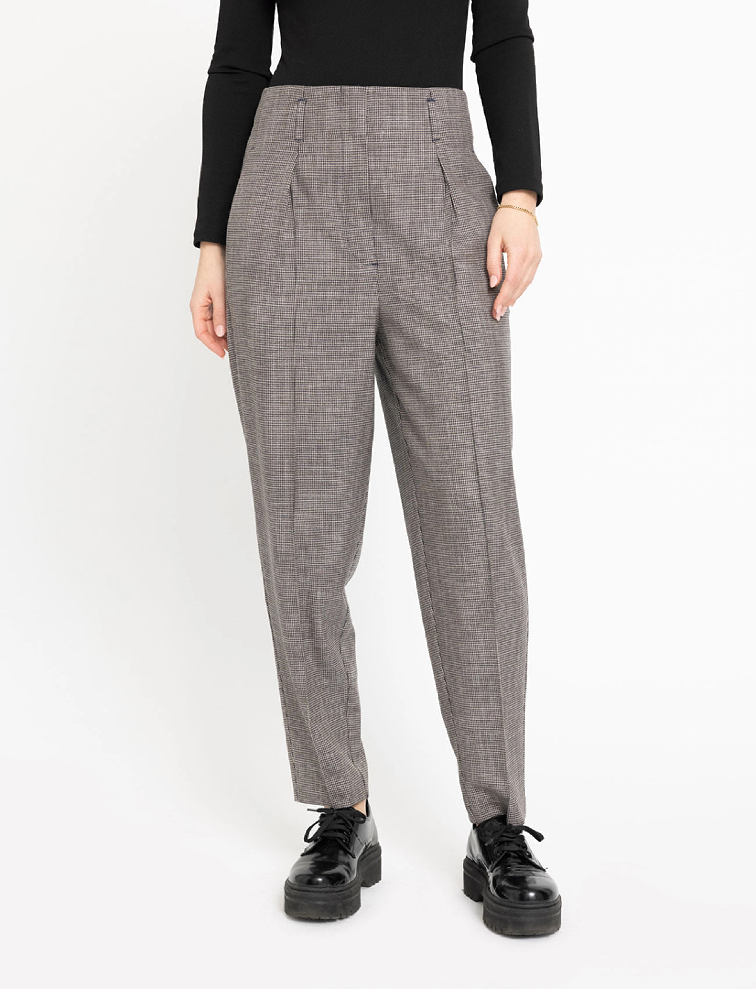 FIVEUNITS - Hailey - rette bukser - navy mini houndstooth - 3