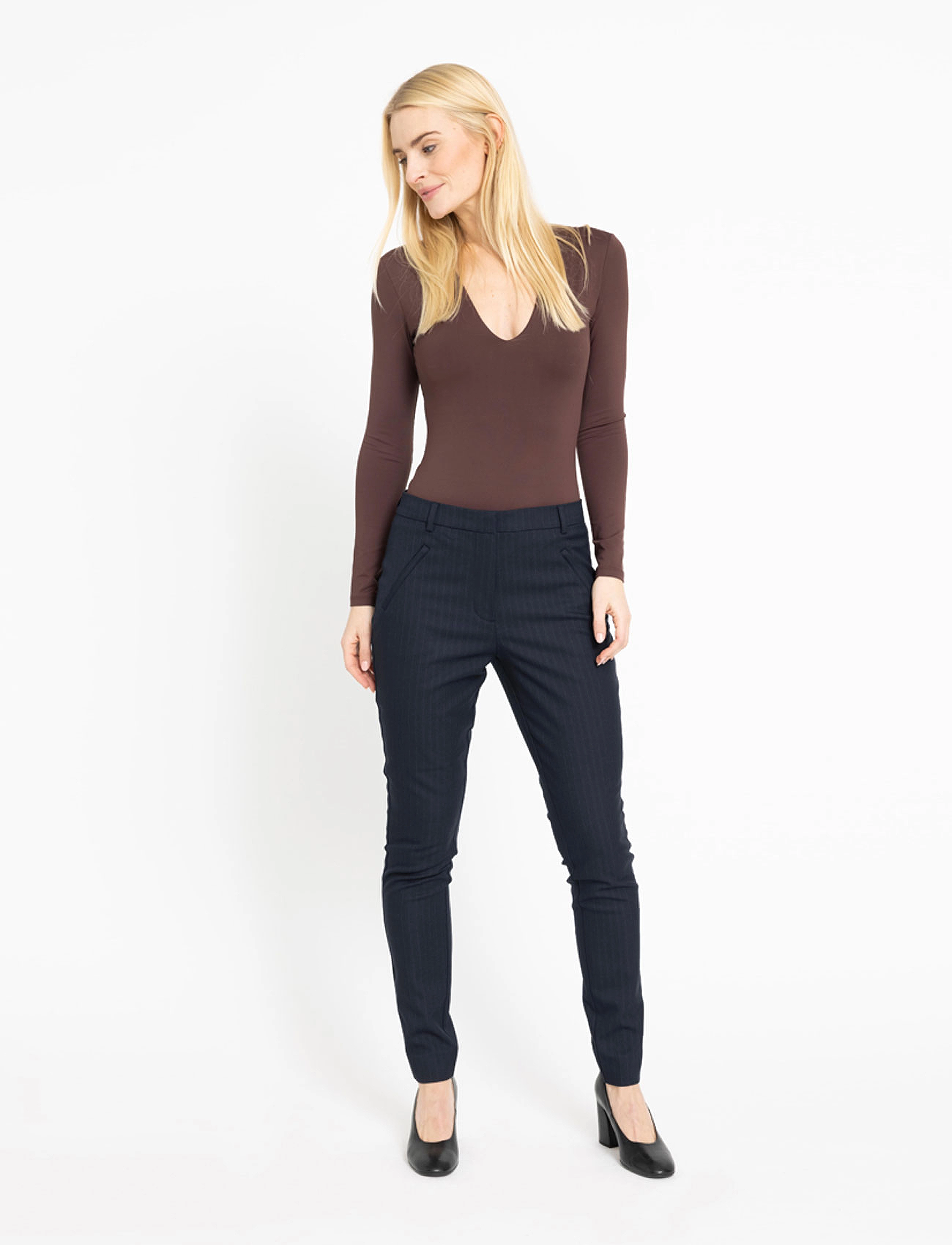 FIVEUNITS - Angelie Pure - navy dashed pinstripe - 2
