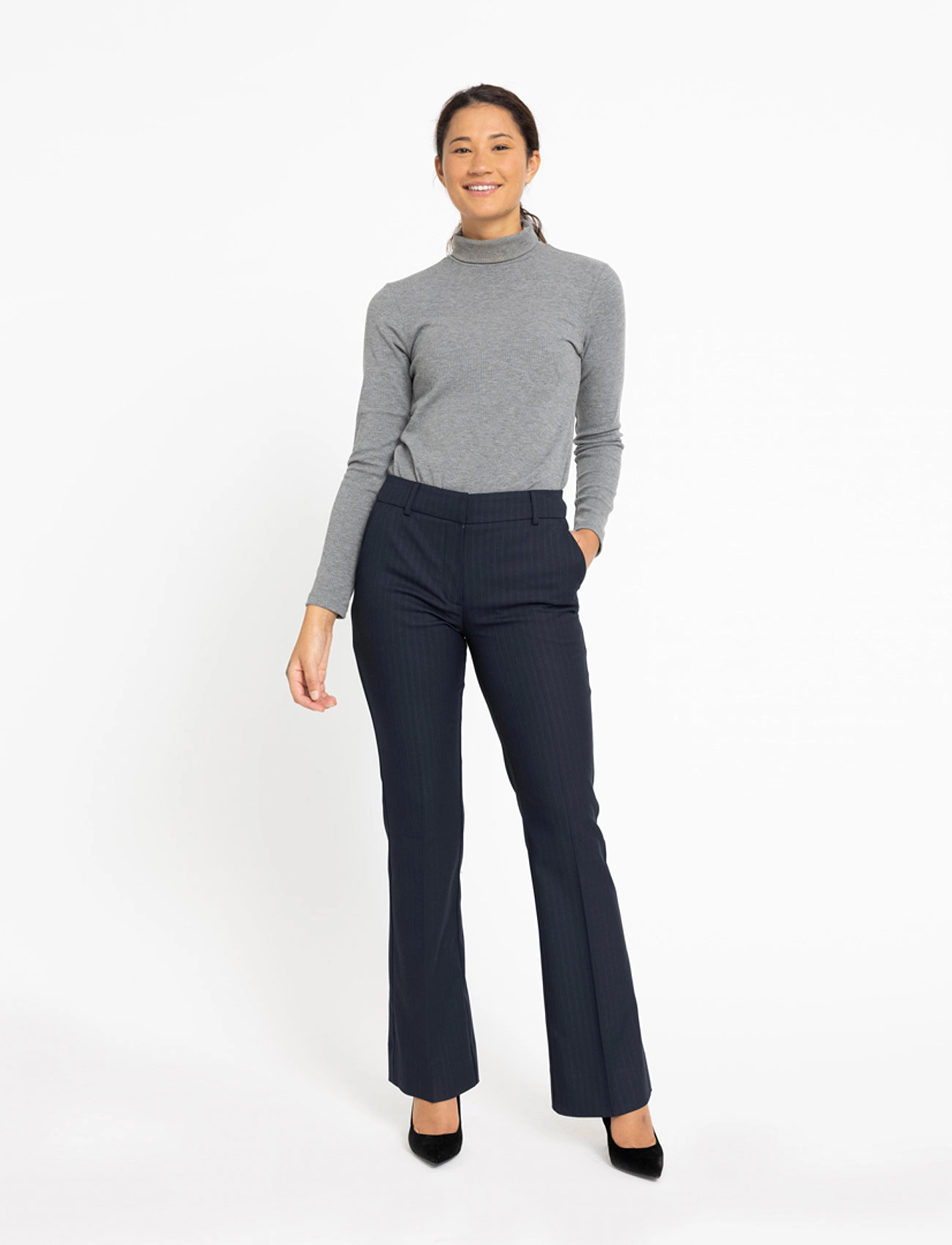 FIVEUNITS - Clara - navy dashed pinstripe - 2