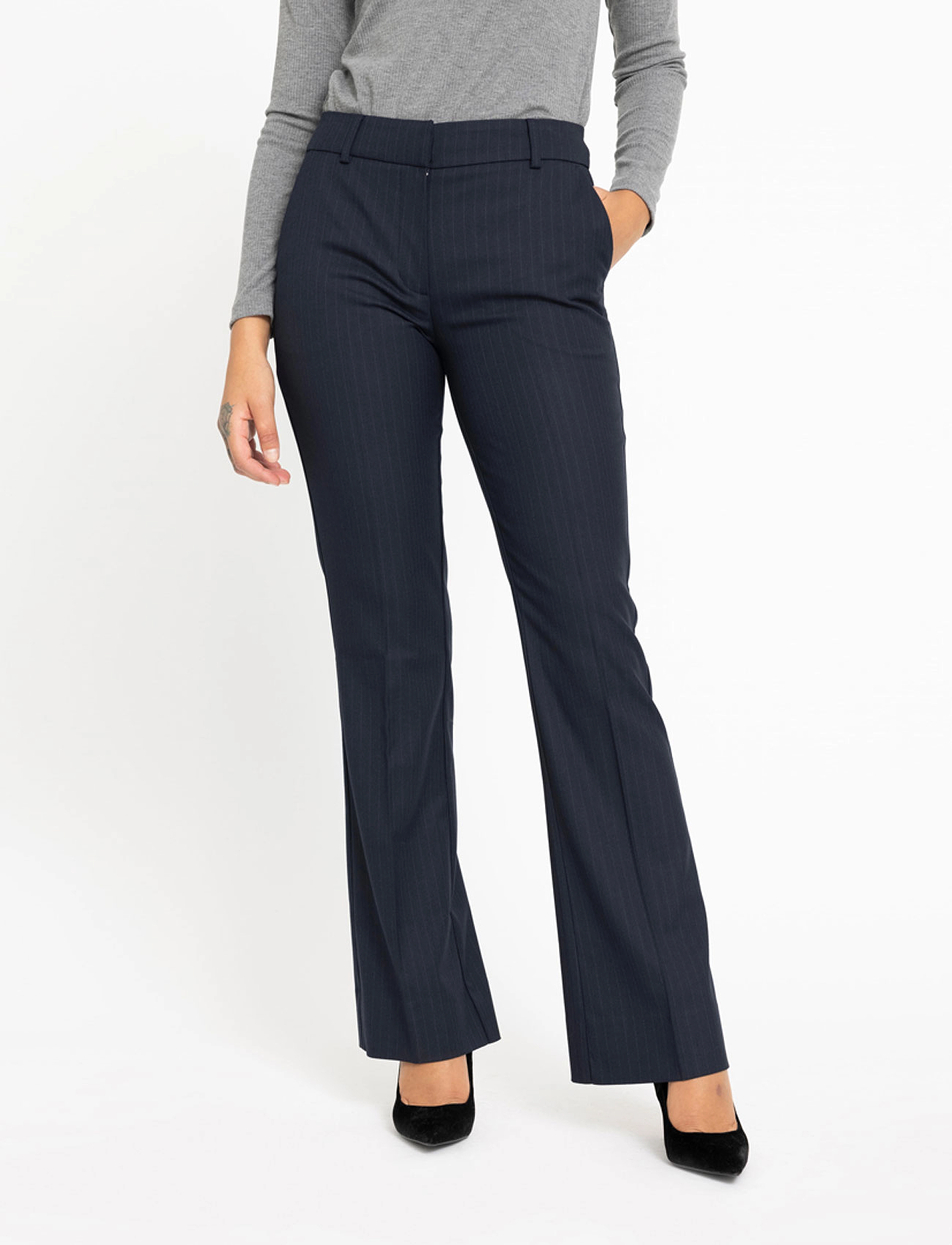 FIVEUNITS - Clara - navy dashed pinstripe - 3