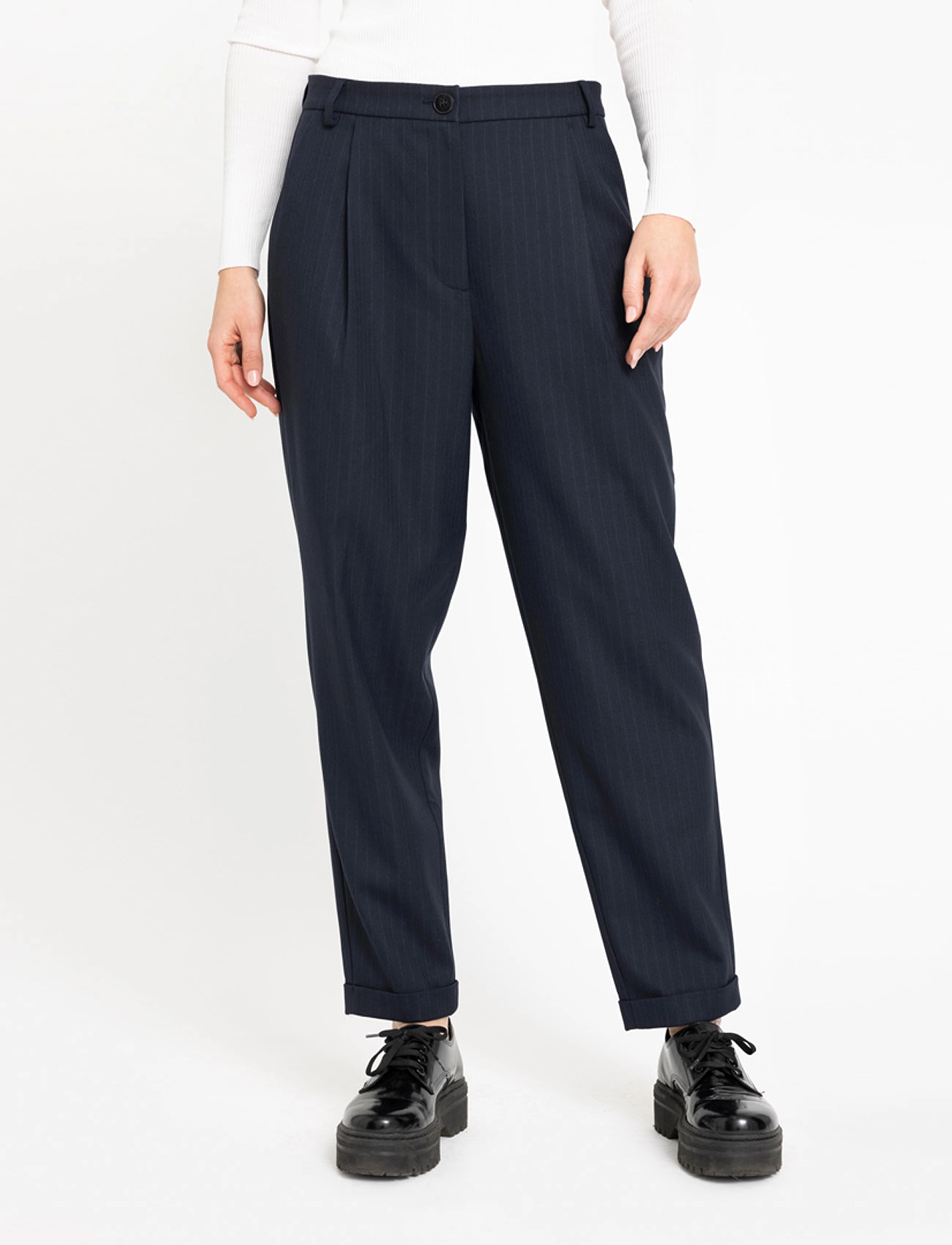 FIVEUNITS - Malou Slash - navy dashed pinstripe - 3