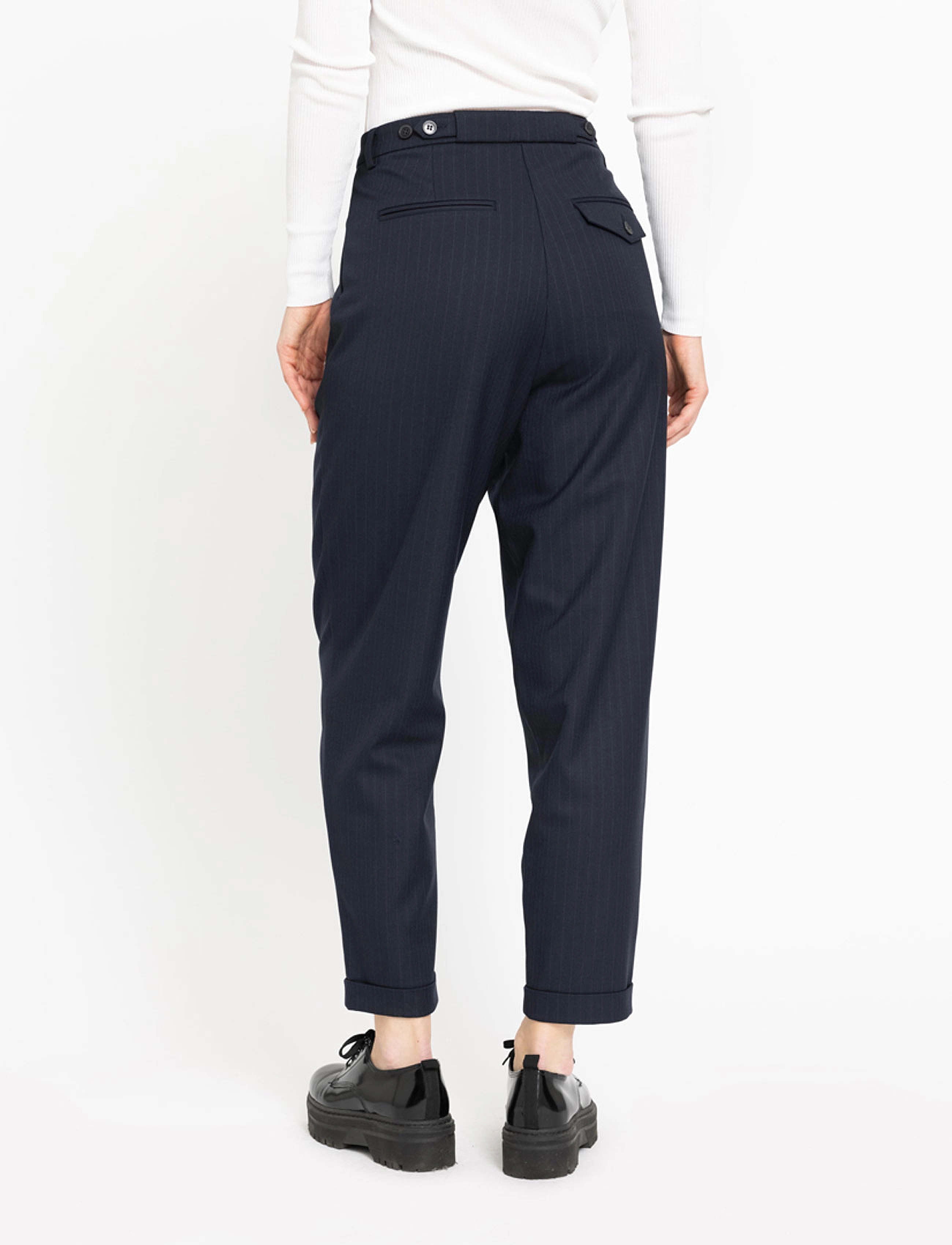 FIVEUNITS - Malou Slash - navy dashed pinstripe - 4