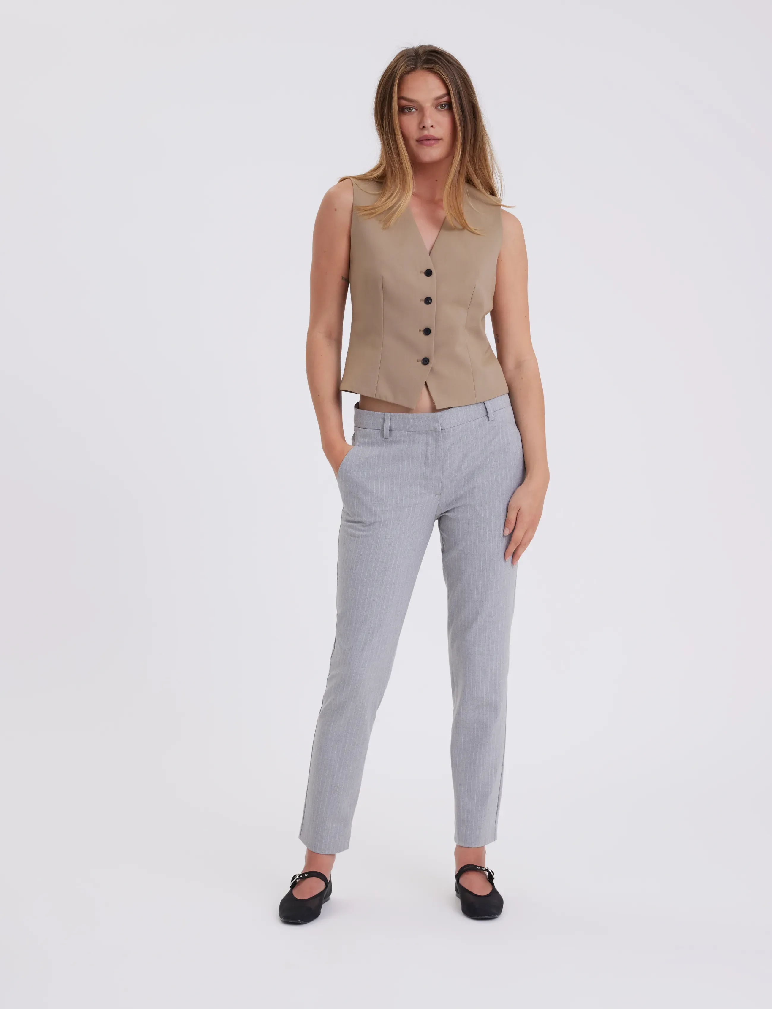 FIVEUNITS KylieFV - Kleidung - LIGHT GREY PINSTRIPE / grey