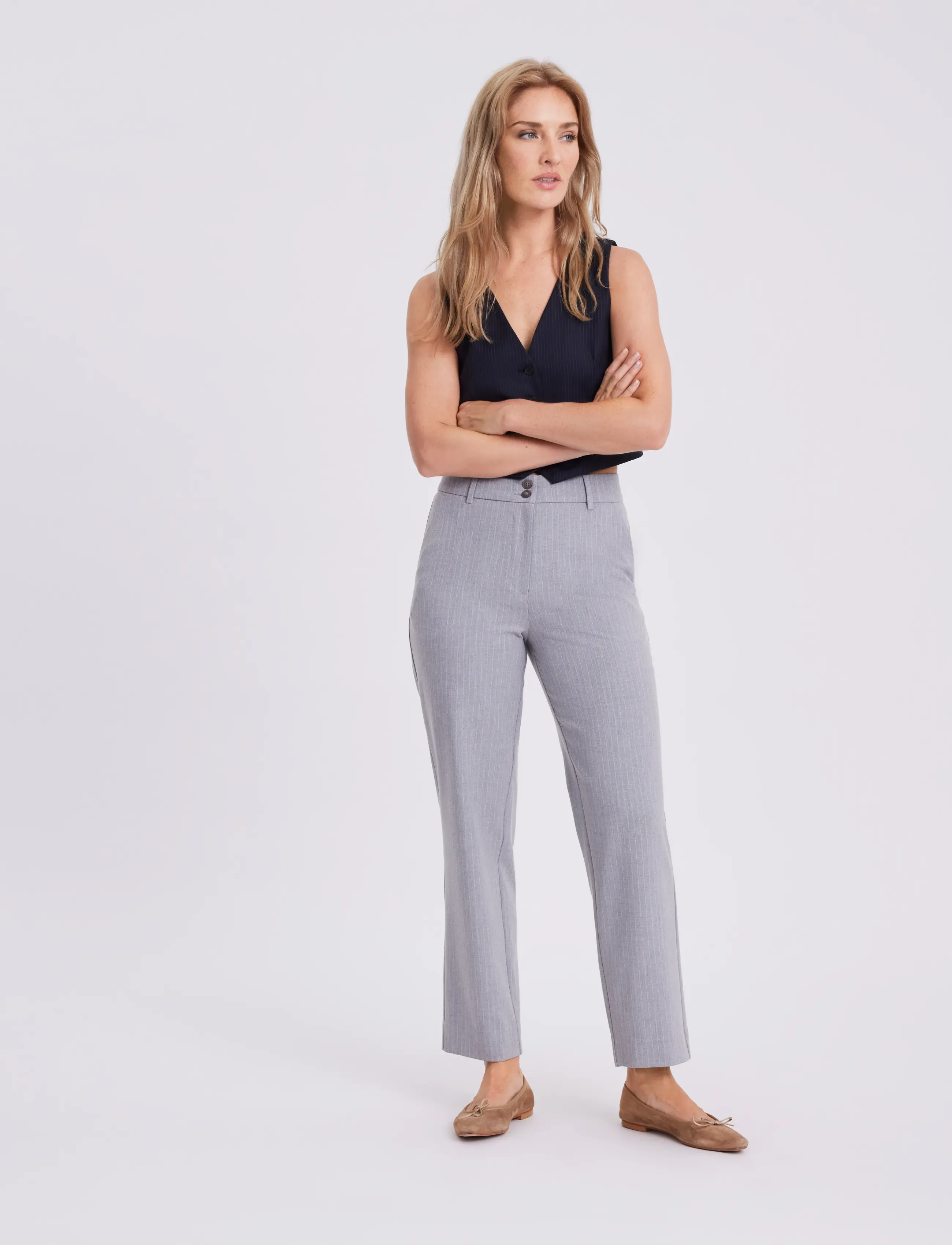 FIVEUNITS DaphneFV - Kleidung - LIGHT GREY PINSTRIPE / grey