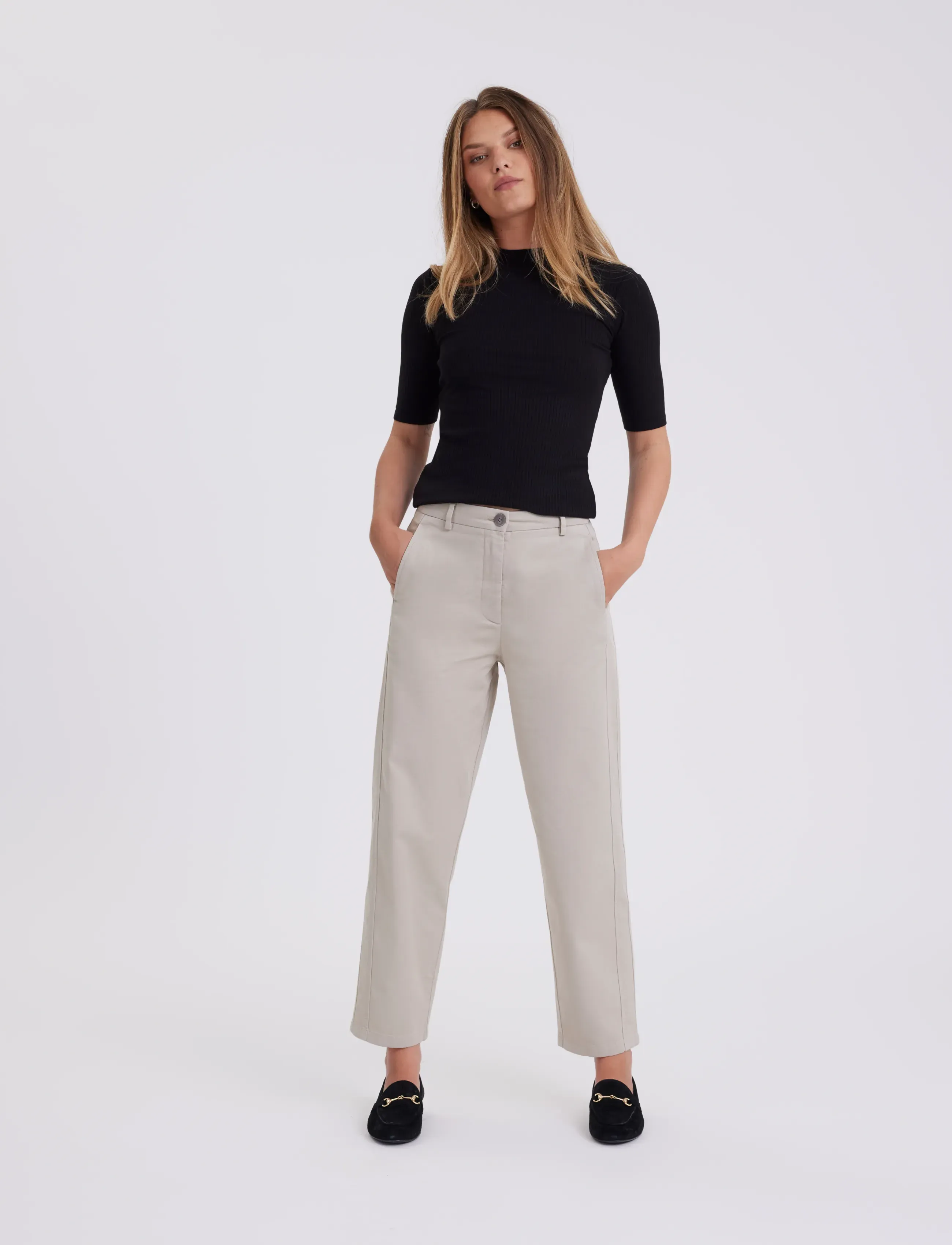 FIVEUNITS Olgafv, Kvinder, Højtaljede Bukser, Beige, Str: 24 Short