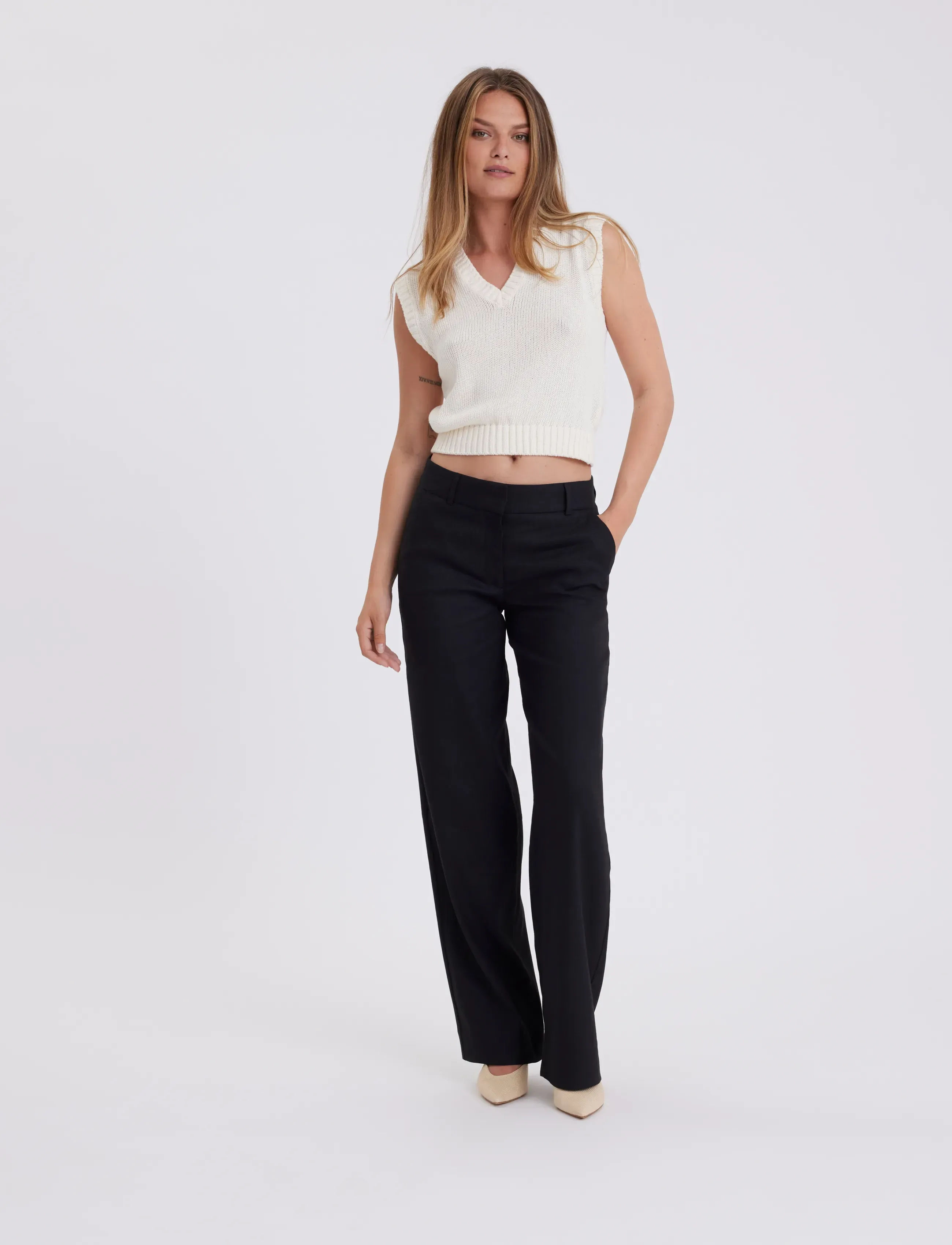 FIVEUNITS DenaFV - Trousers - BLACK LINEN / black