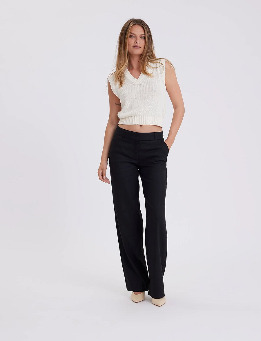FIVEUNITS - DenaFV - hose mit geradem bein - black linen - 0