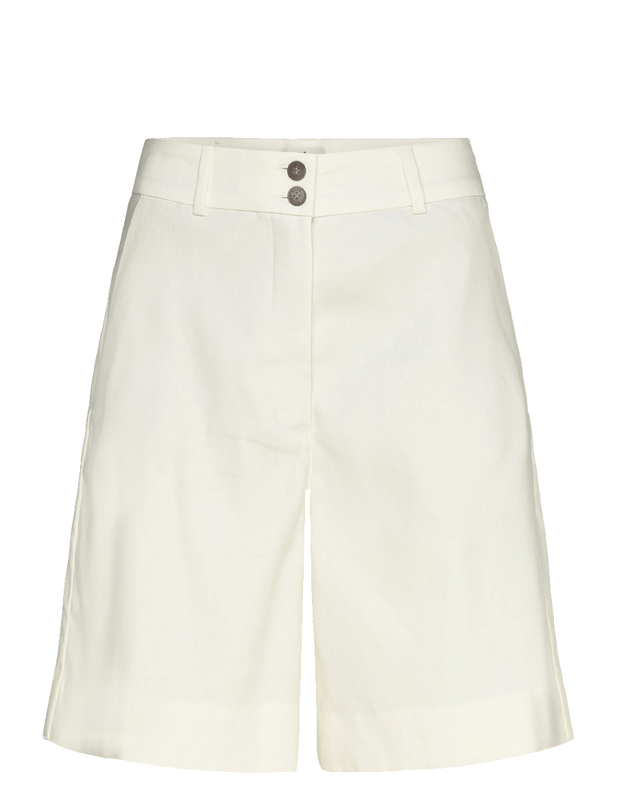 FIVEUNITS - LauraFV Midi Shorts - hørshorts - cream white linen - 1