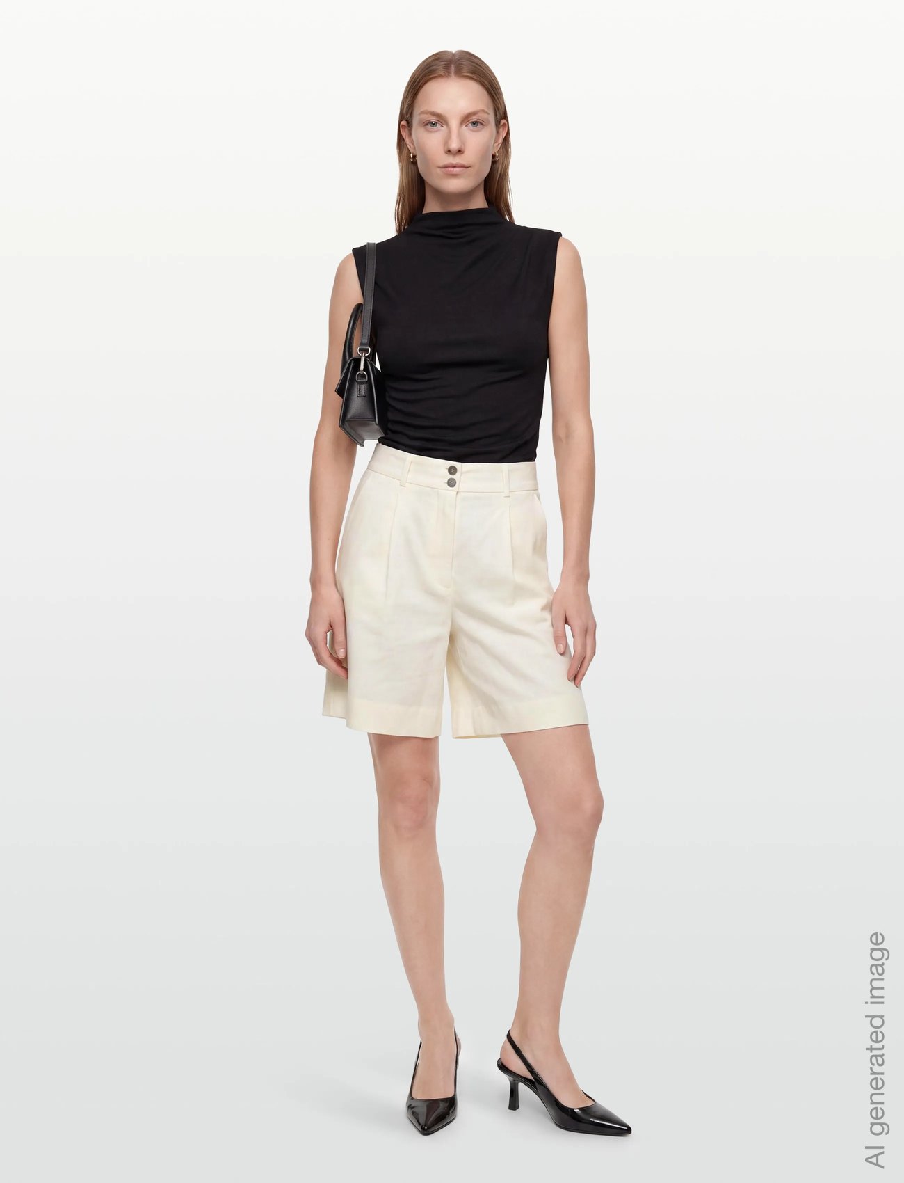 LauraFV Midi Shorts - CREAM WHITE LINEN