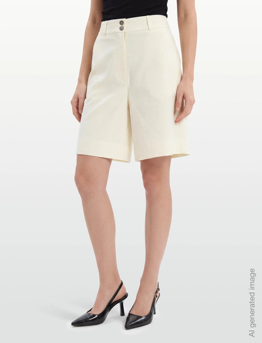 FIVEUNITS - LauraFV Midi Shorts - hørshorts - cream white linen - 3