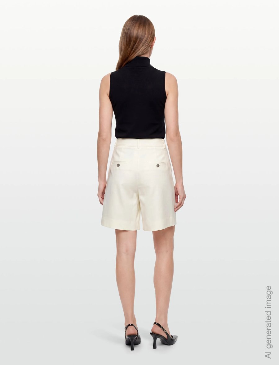 FIVEUNITS - LauraFV Midi Shorts - hørshorts - cream white linen - 4