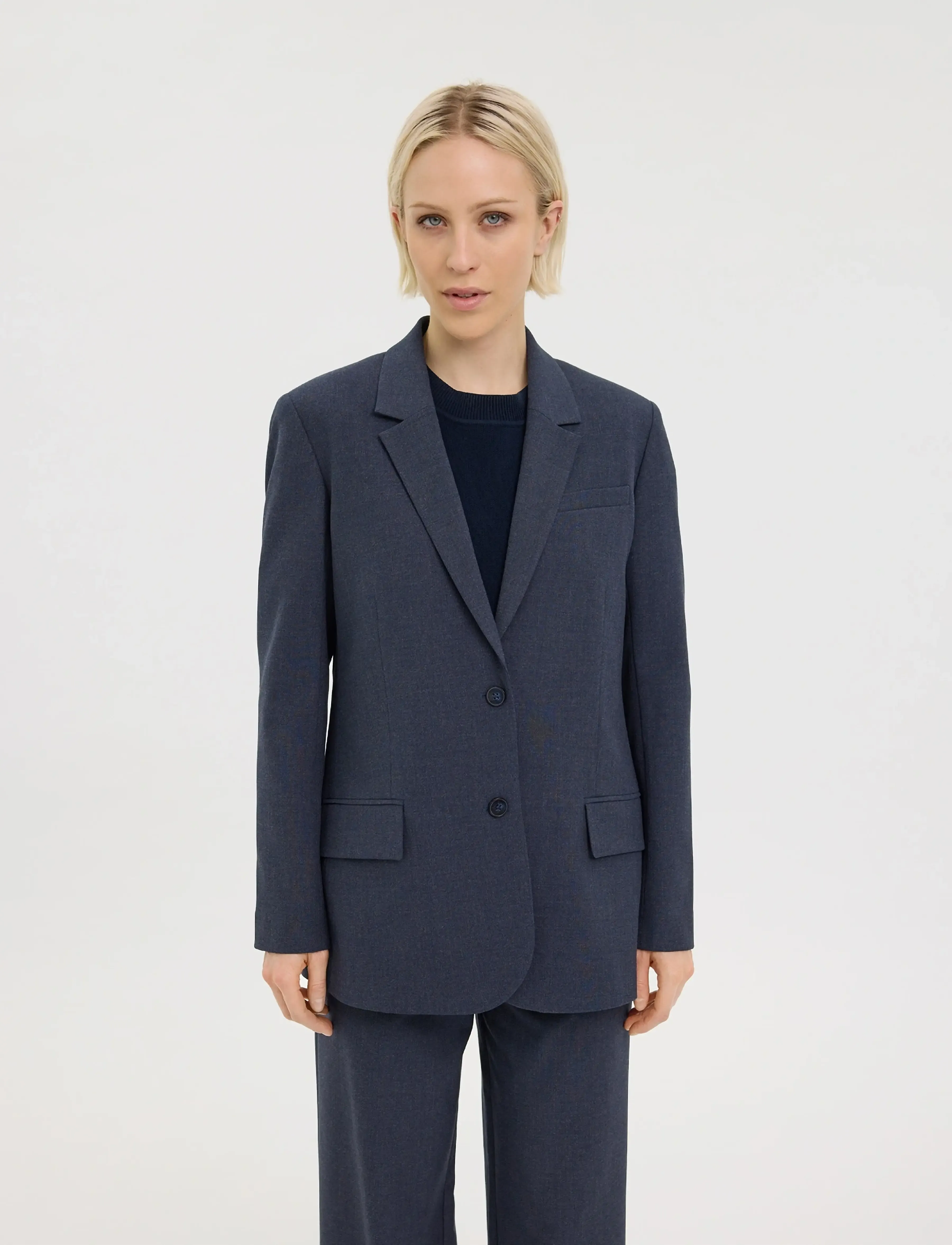 FIVEUNITS - HannahFV - vienaeiliai švarkai - blue grey melange - 3