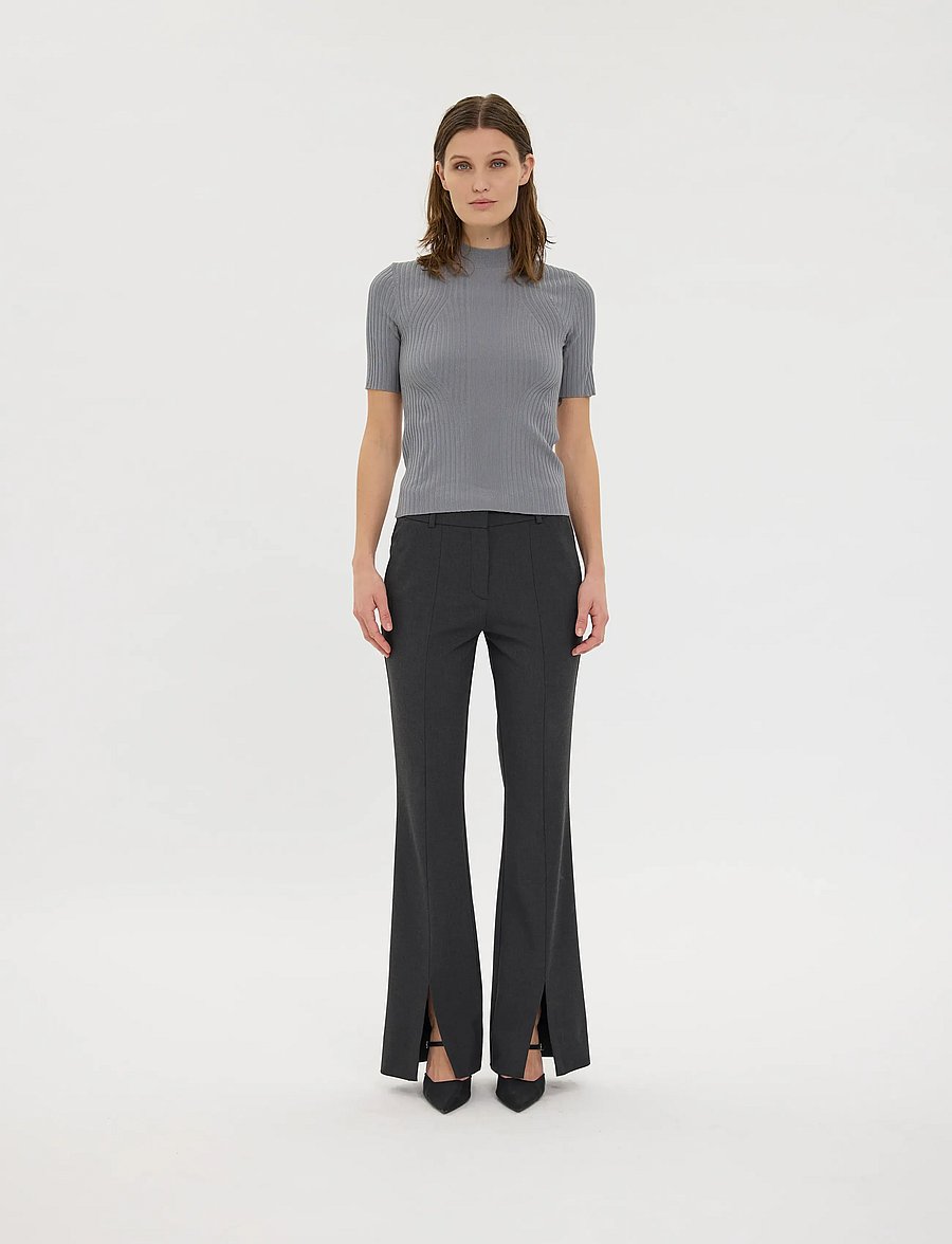 FIVEUNITS - ClaraFV - flare bukser - charcoal melange - 0