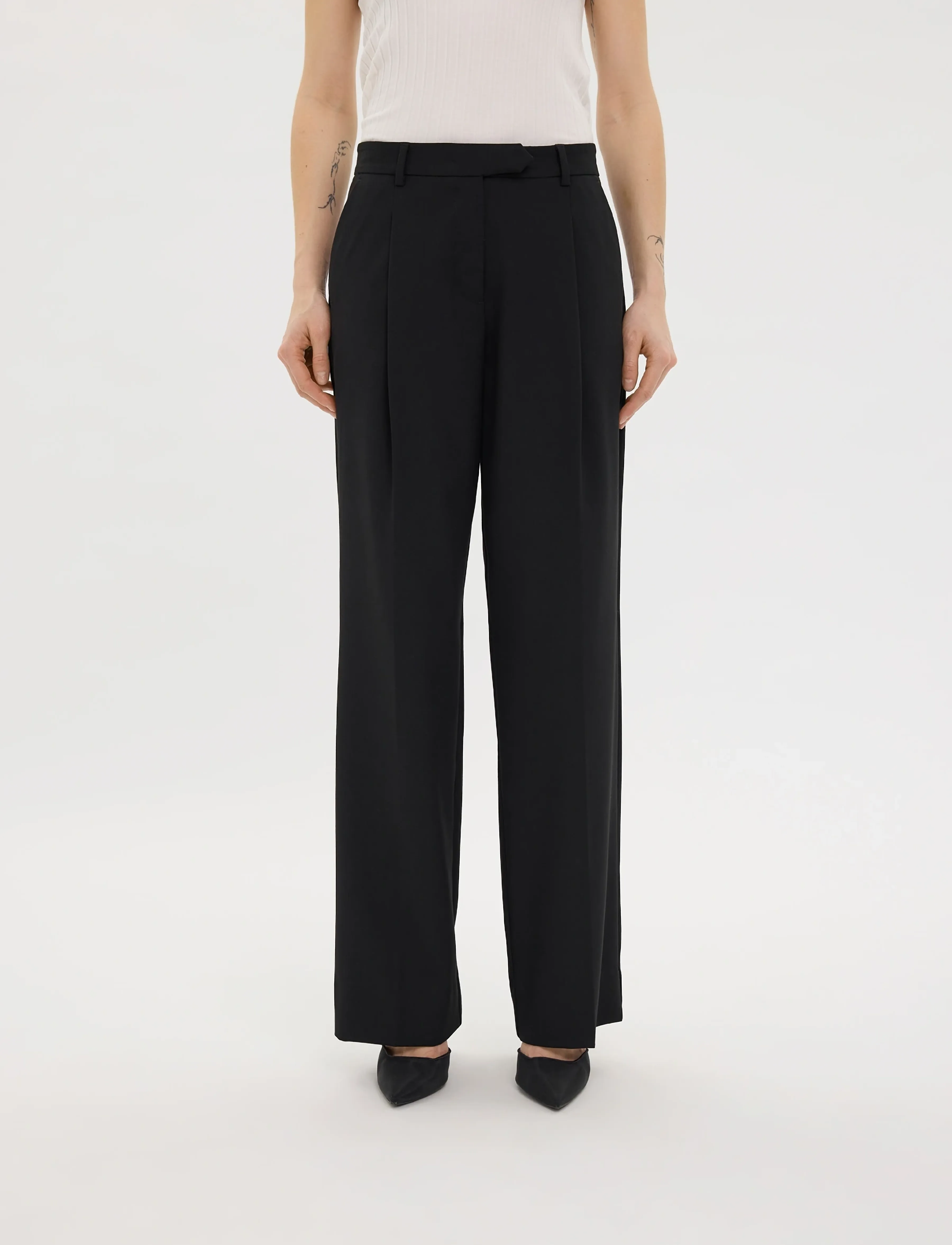 FIVEUNITS - ElaineFV - hosen mit weitem bein - black ink - 3