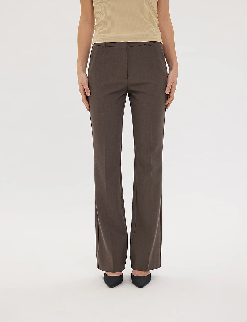 FIVEUNITS - ClaraFV - flare bukser - mud brown melange - 3