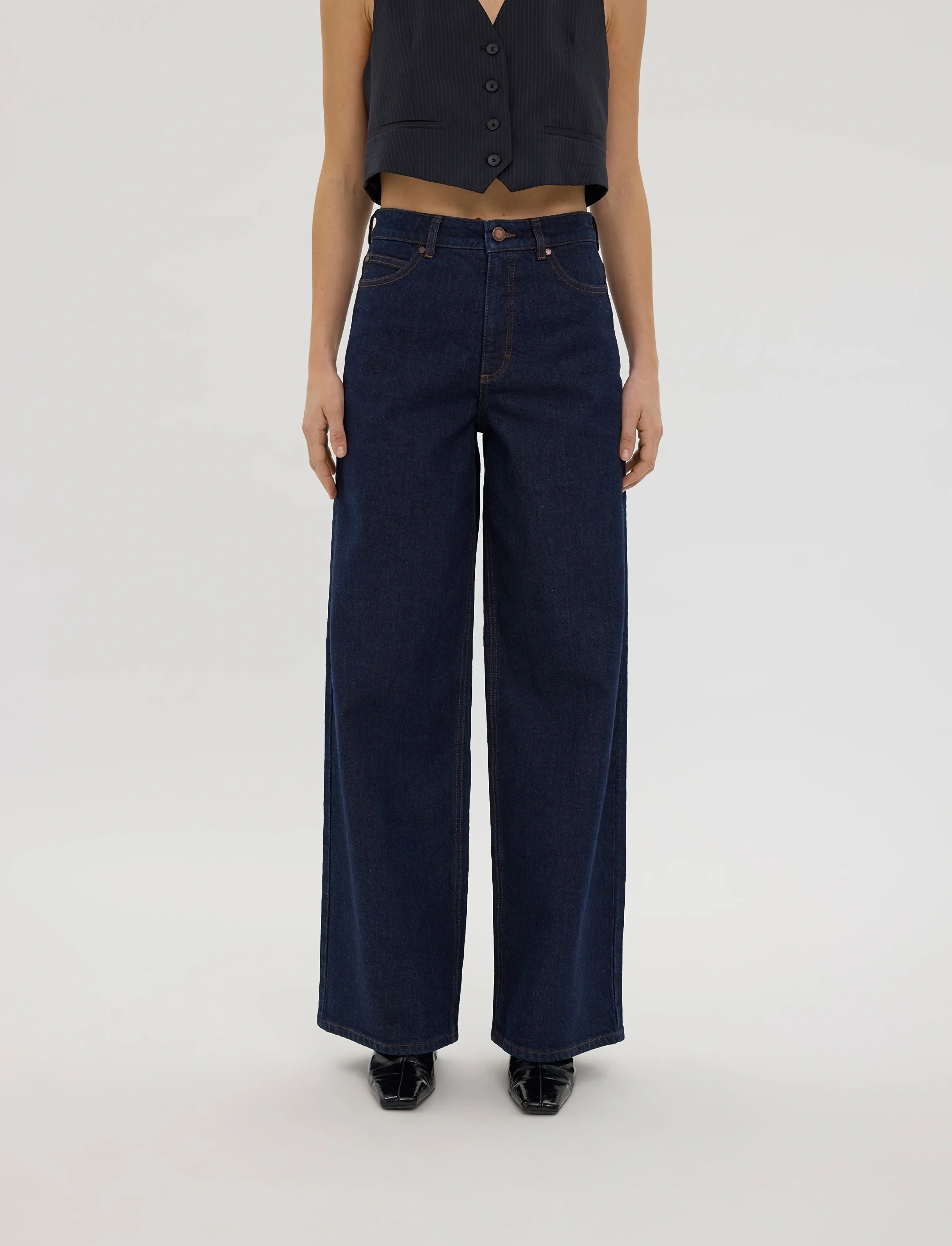 FIVEUNITS - AbbyFV - hosen mit weitem bein - dark rinse - 3
